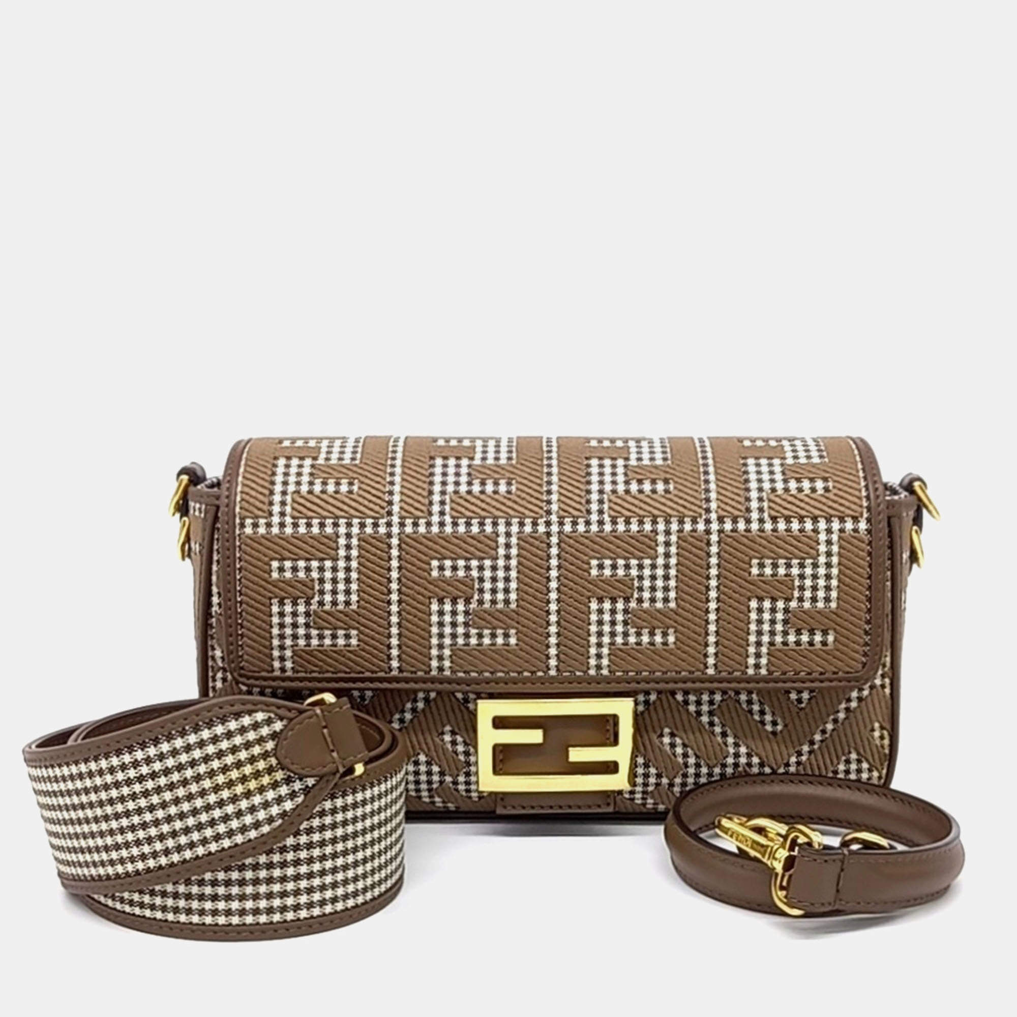 Pre Owned Fendi Brown Leather Baguette Bag