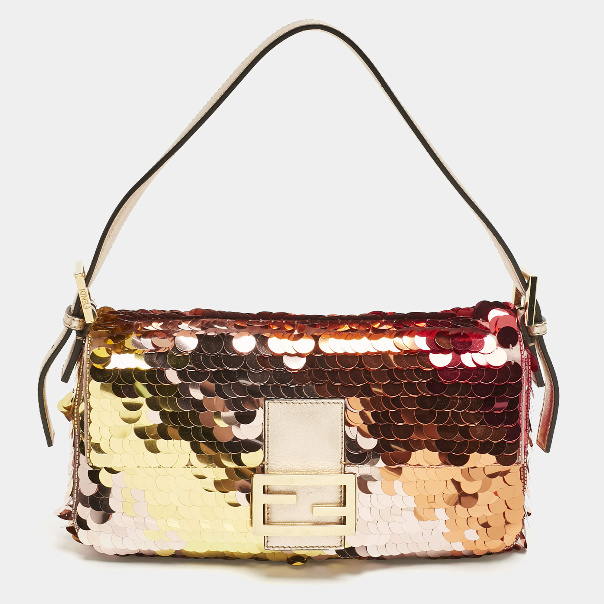 Pre Owned Fendi Multicolor Sequins Medium Baguette Bag