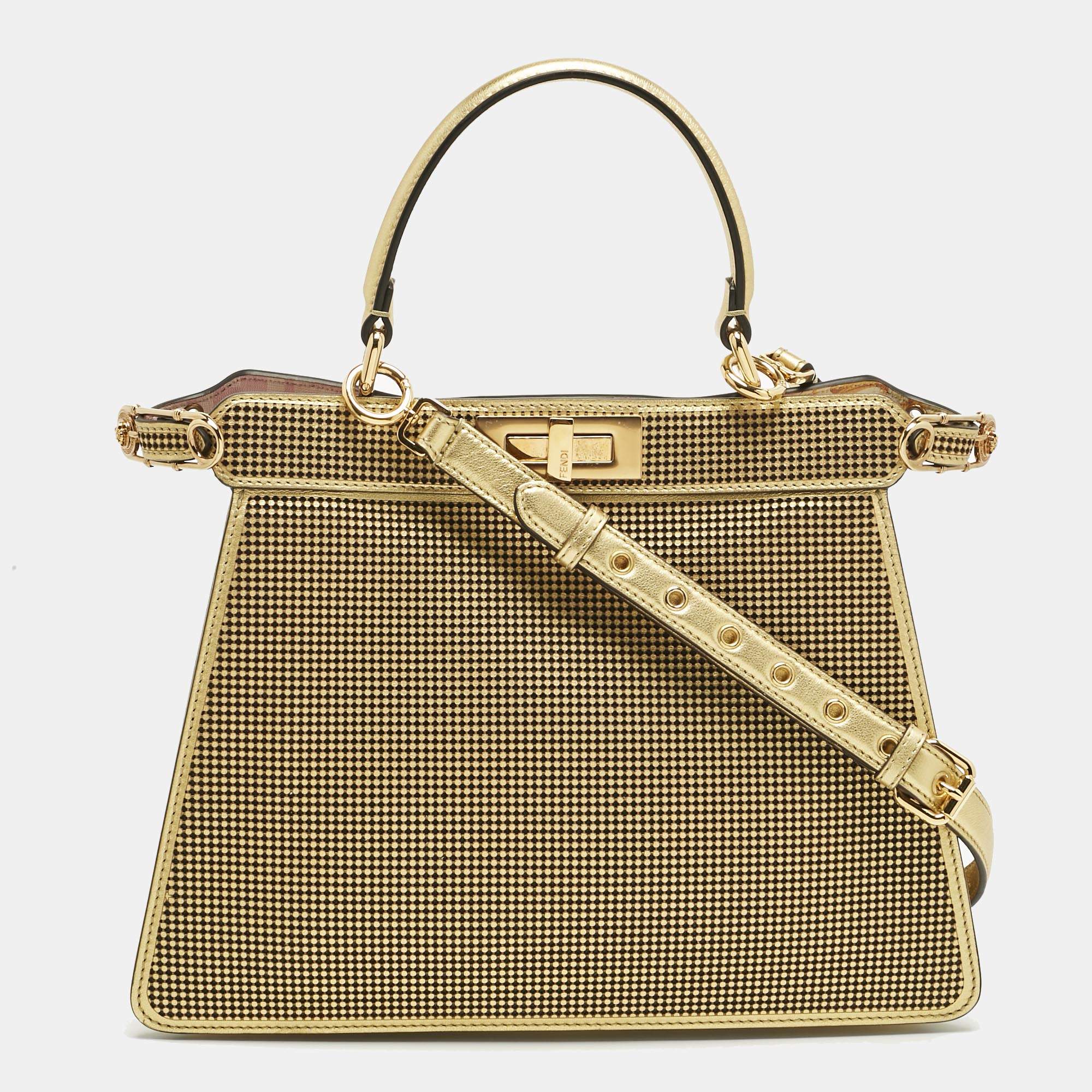 مملوكة مسبقًا Fendi x Versace Perforated Leather Medium Peekaboo ISeeU Top Handle Bag