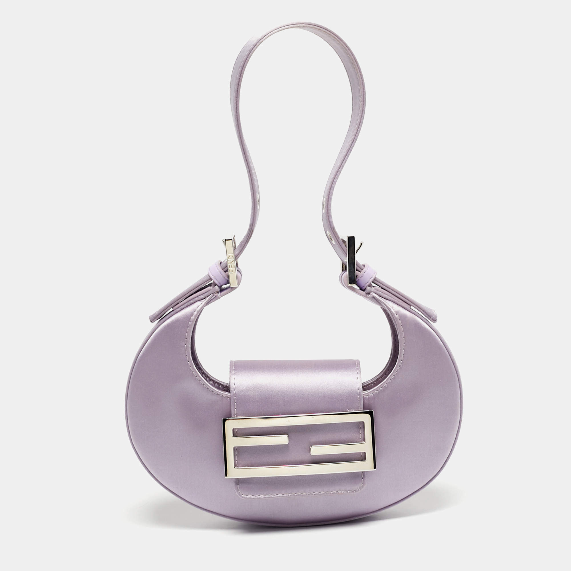Pre Owned Fendi Lilac Satin Mini Cookie Bag