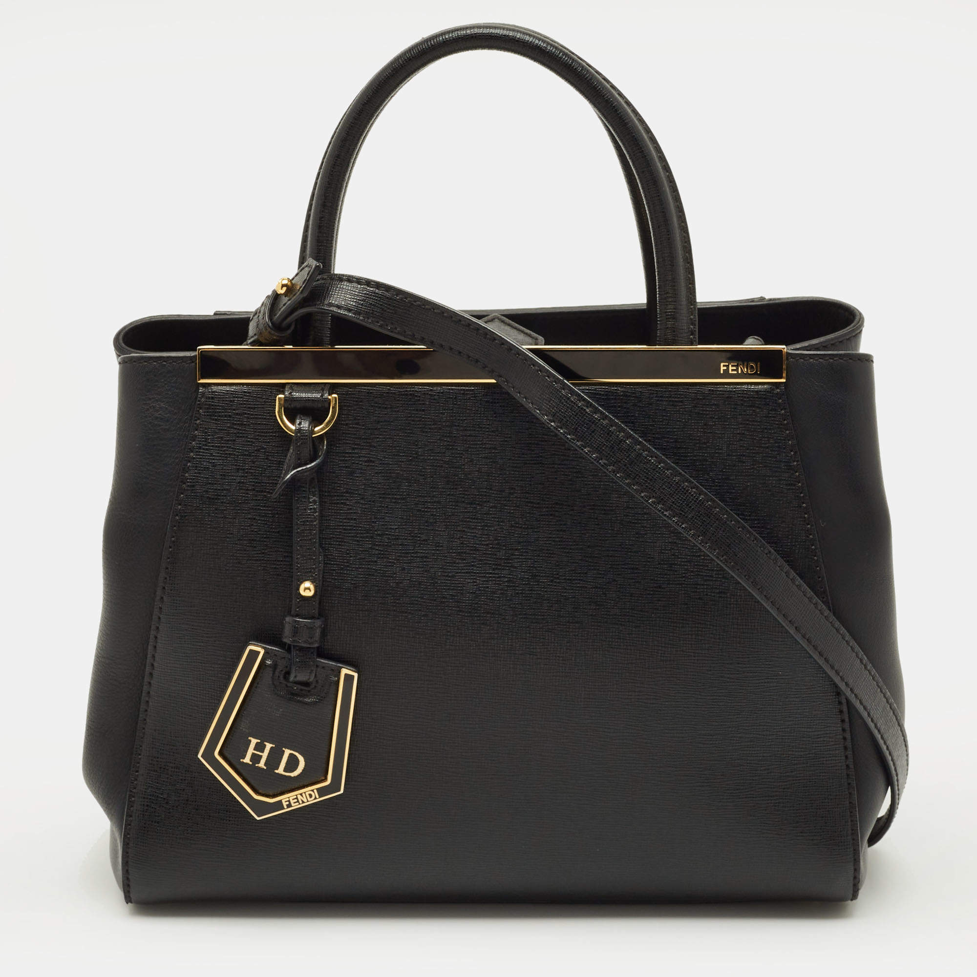 مملوكة مسبقًا Fendi 2Jours Petite Black Leather Tote