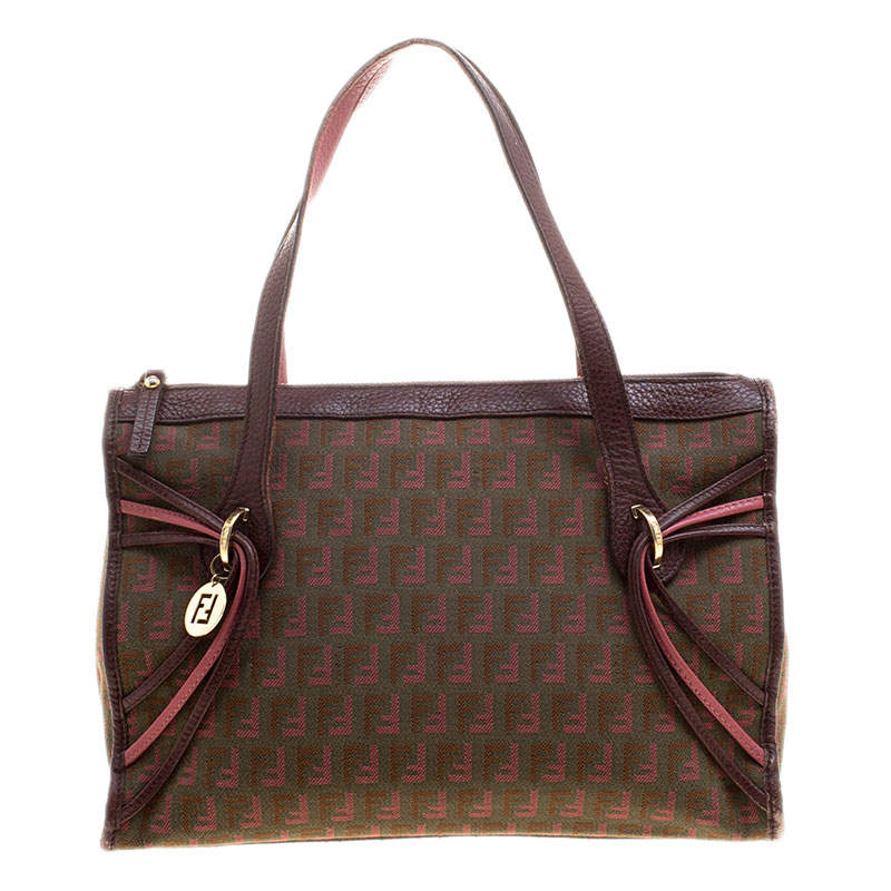 Fendi Multicolor Zucca Canvas Boston Bag
