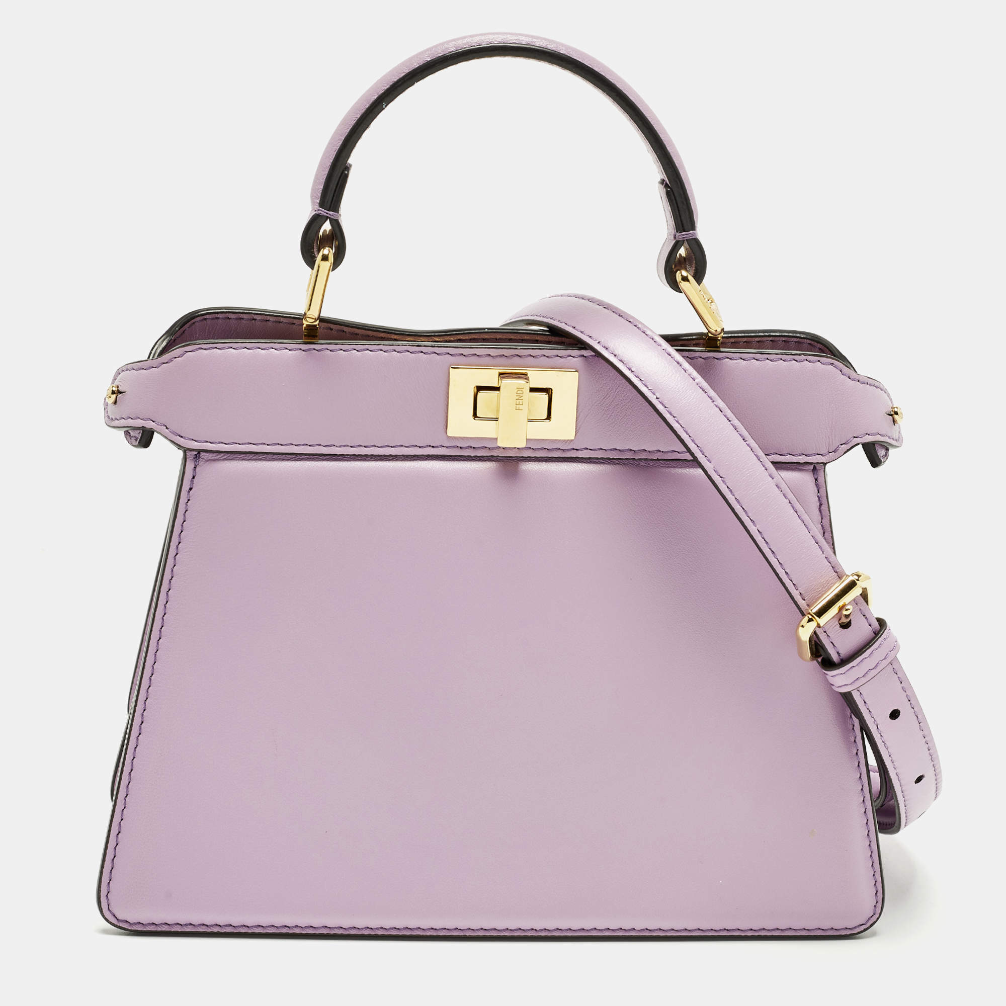 مملوكة مسبقًا حقيبة يد فندي بيكابوو صغيرة جلد سيليريا بني بخياطة ISeeU