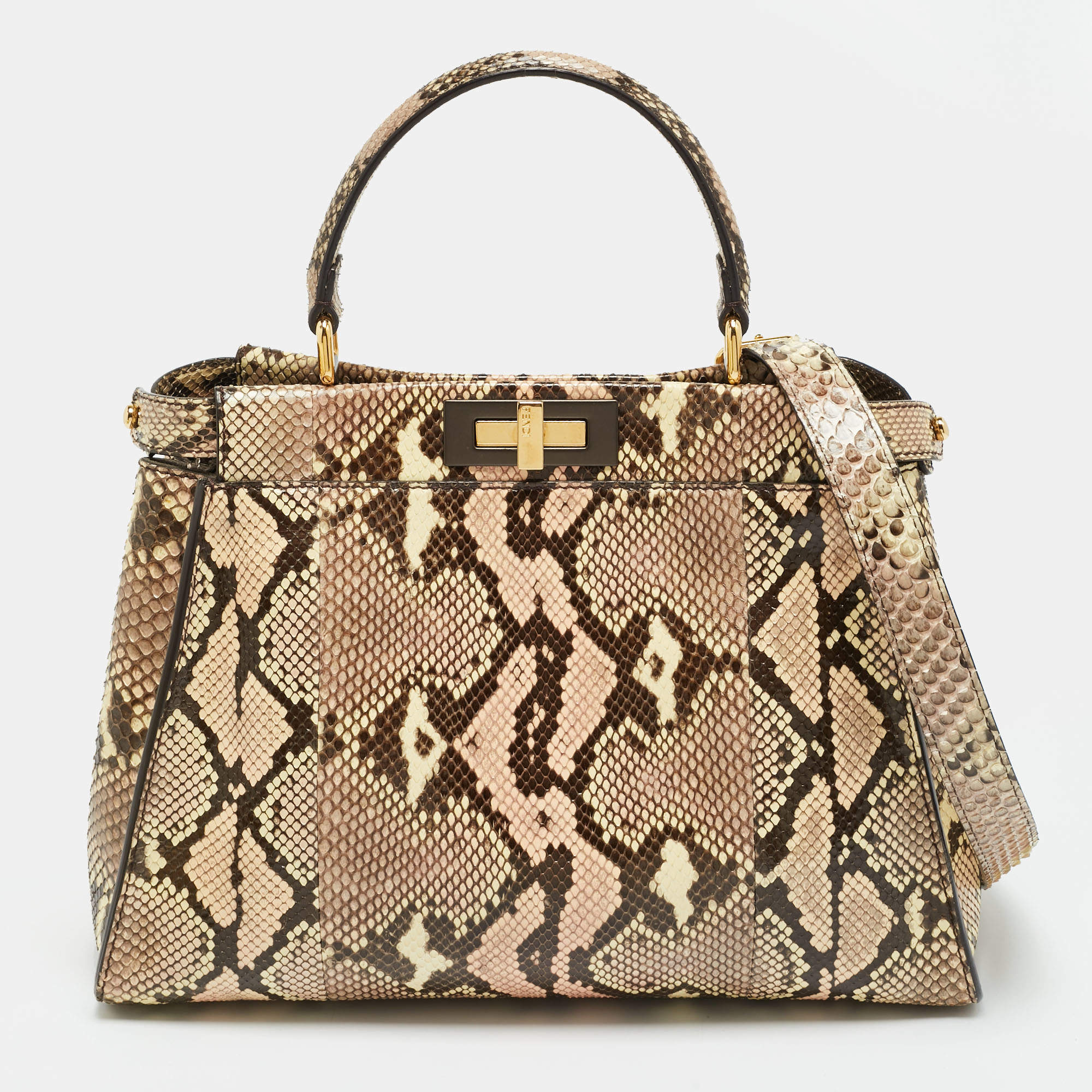 مملوكة مسبقًا حقيبة فندي x فيرساتشي بيكابوو أي سي يو جلد مثقب متوسطة بيد علوية