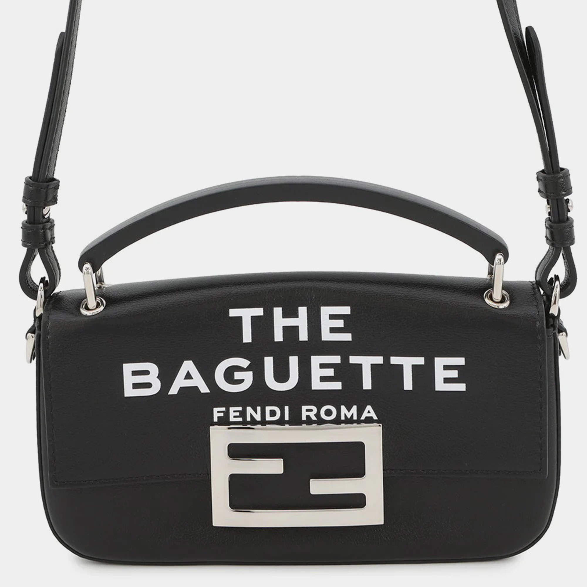 Pre Owned Fendi Marc Jacobs Collaboration Baguette Phone Pouch Black/White Leather