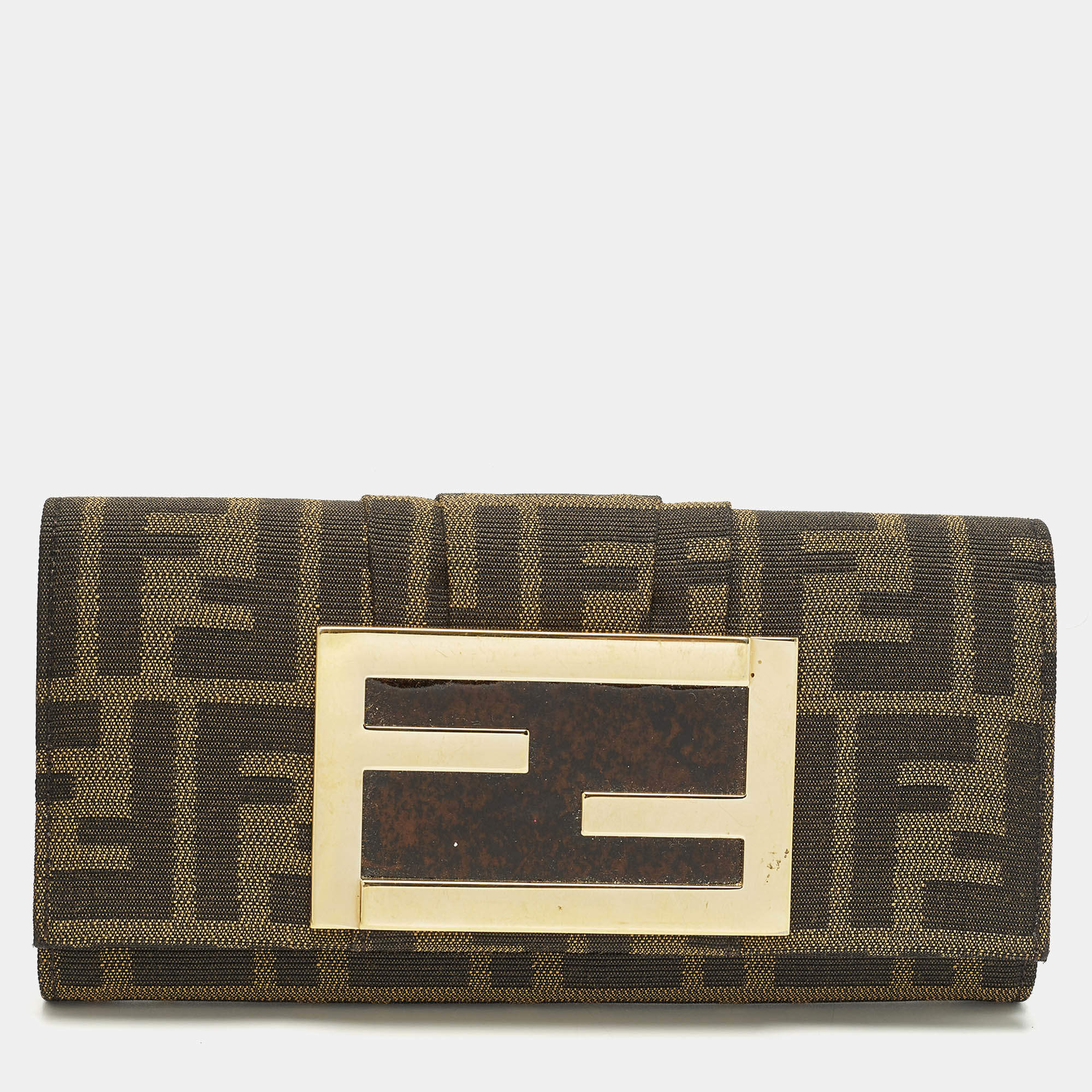 Pre Owned محفظة فندي شعار FF تبغ زوكا كانفاس كونتيننتال