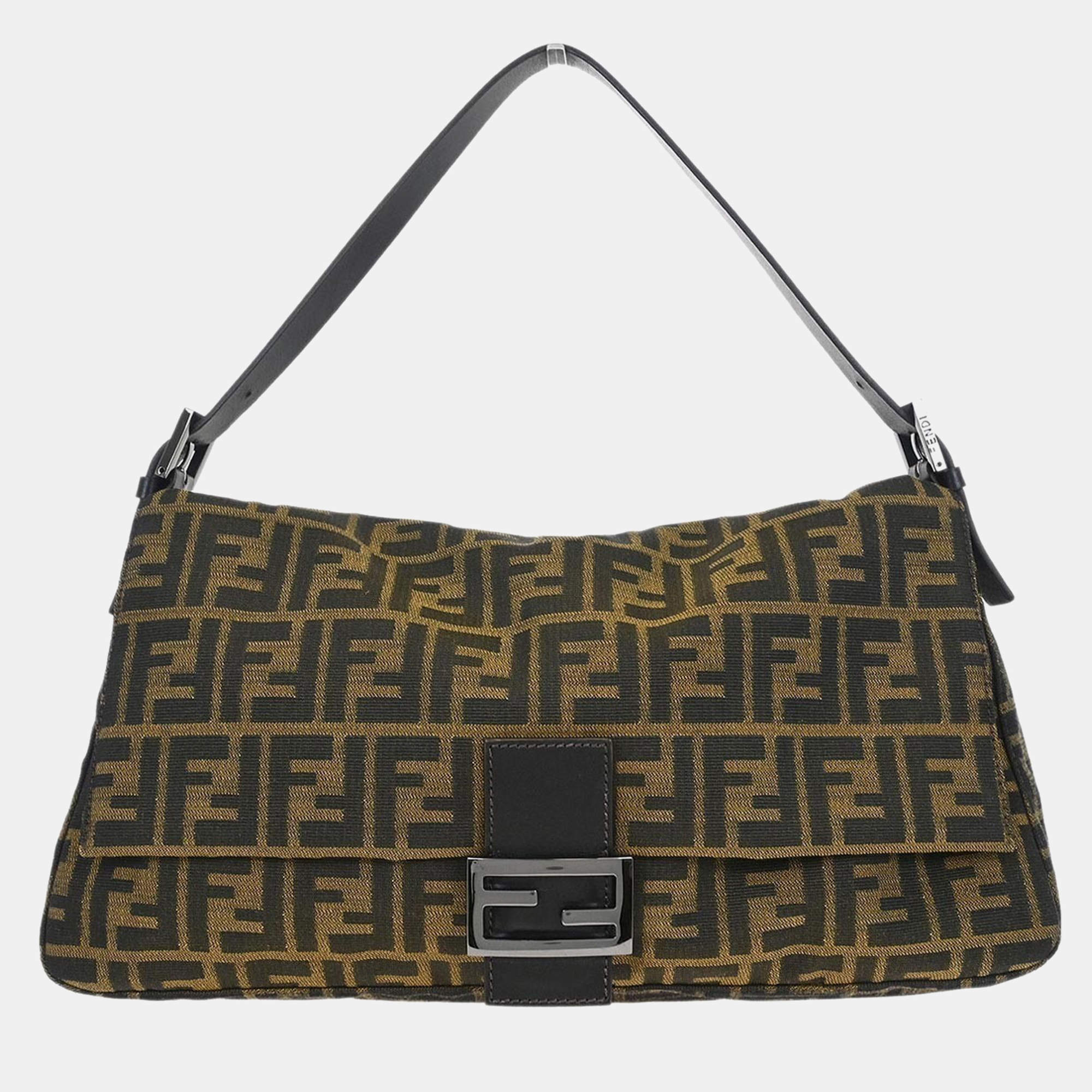 Pre Owned Fendi Mamma Brown Zucca Canvas Shoulder Bag