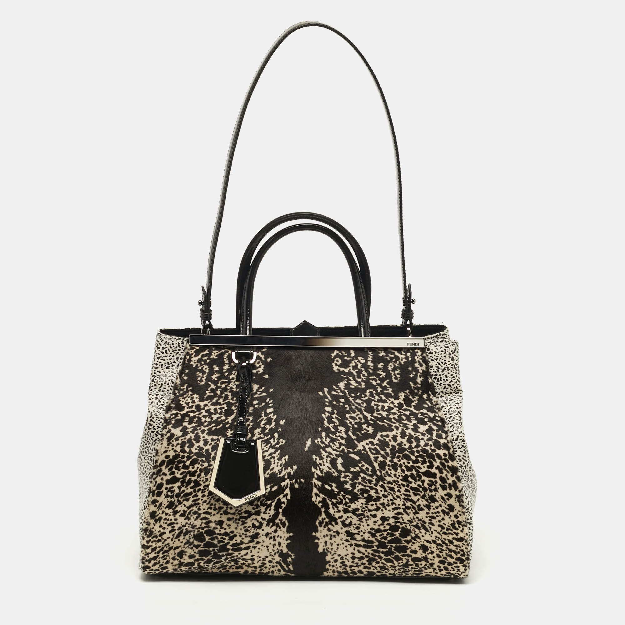 Pre Owned حقيبة يد فندي 2جور متوسطة ثلاثة ألوان مطبوعة جلود عجل وبراءة جلدية 2جور