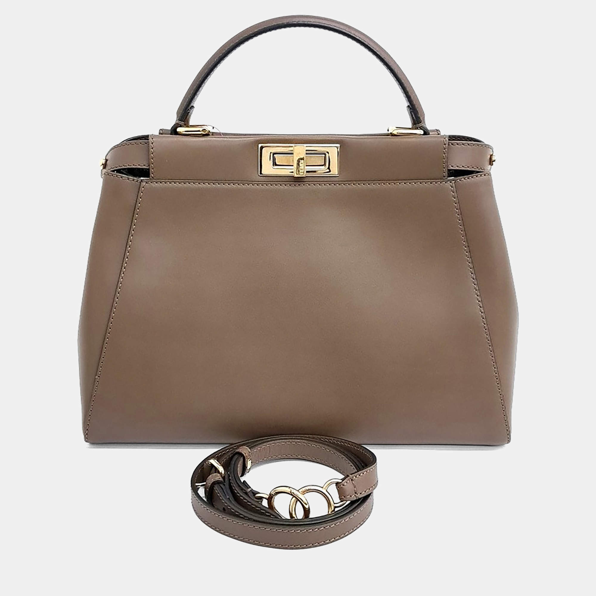 Pre Owned Fendi Brown Leather Peekaboo Medium