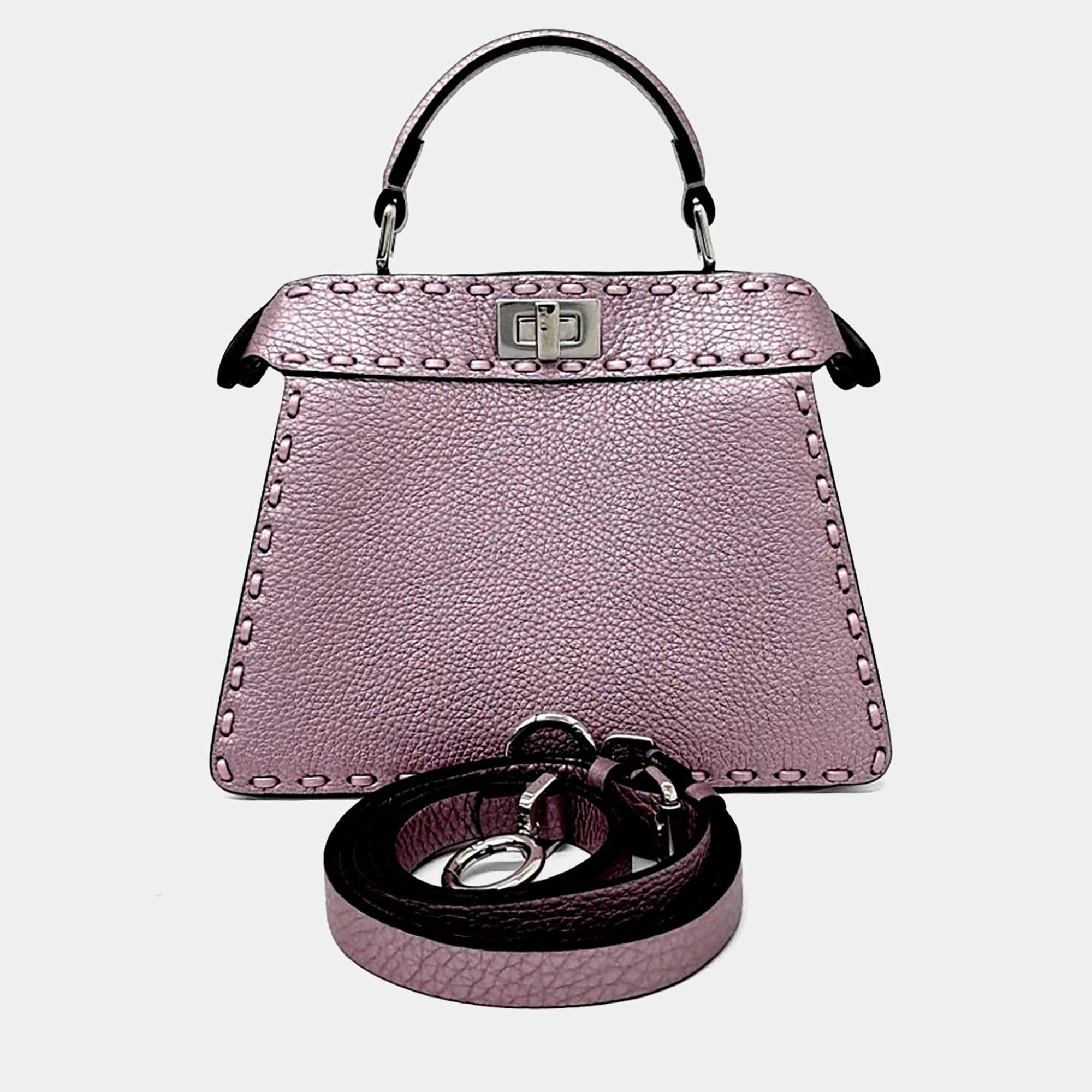 Pre Owned Fendi Purple Leather Selleria Peekaboo I See U Petite