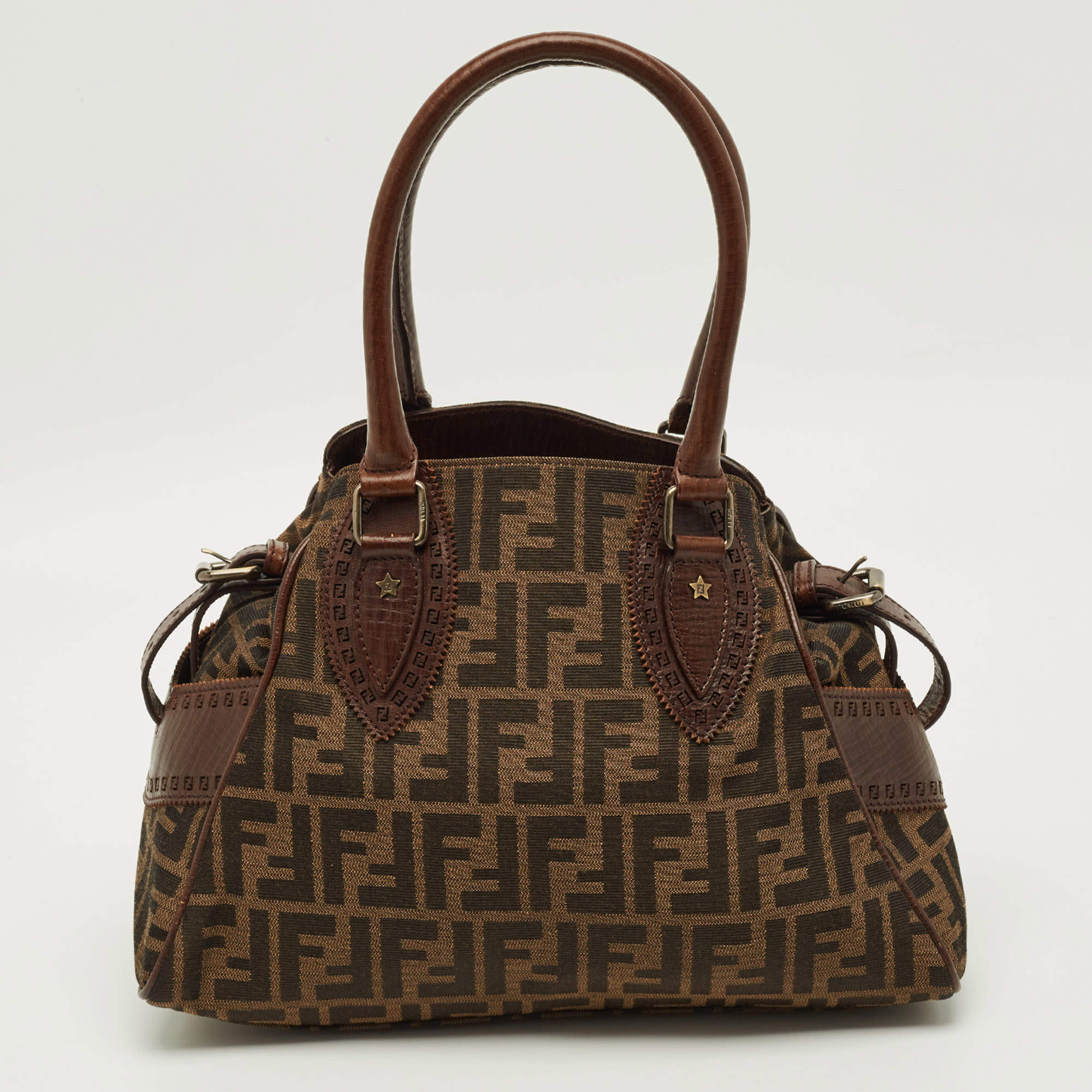Pre Owned Fendi Chef De Jour Small Brown Zucca Canvas and Leather Bag
