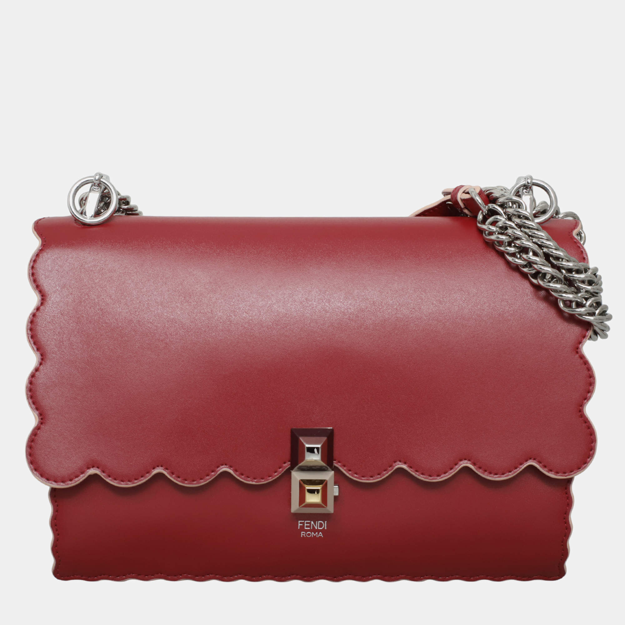 مملوكة مسبقًا حقيبة كتف فندي كان أي جلد ناعم بورغندي وسط