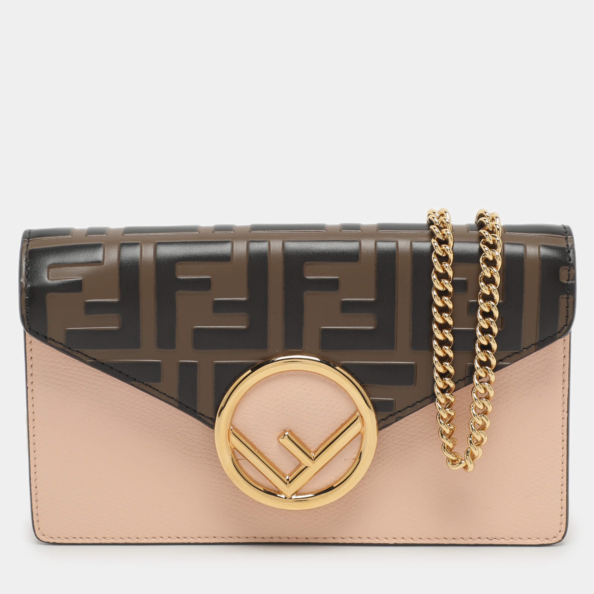 مملوكة مسبقًا Fendi F is Fendi Pink/Brown FF Embossed Leather Belt Bag