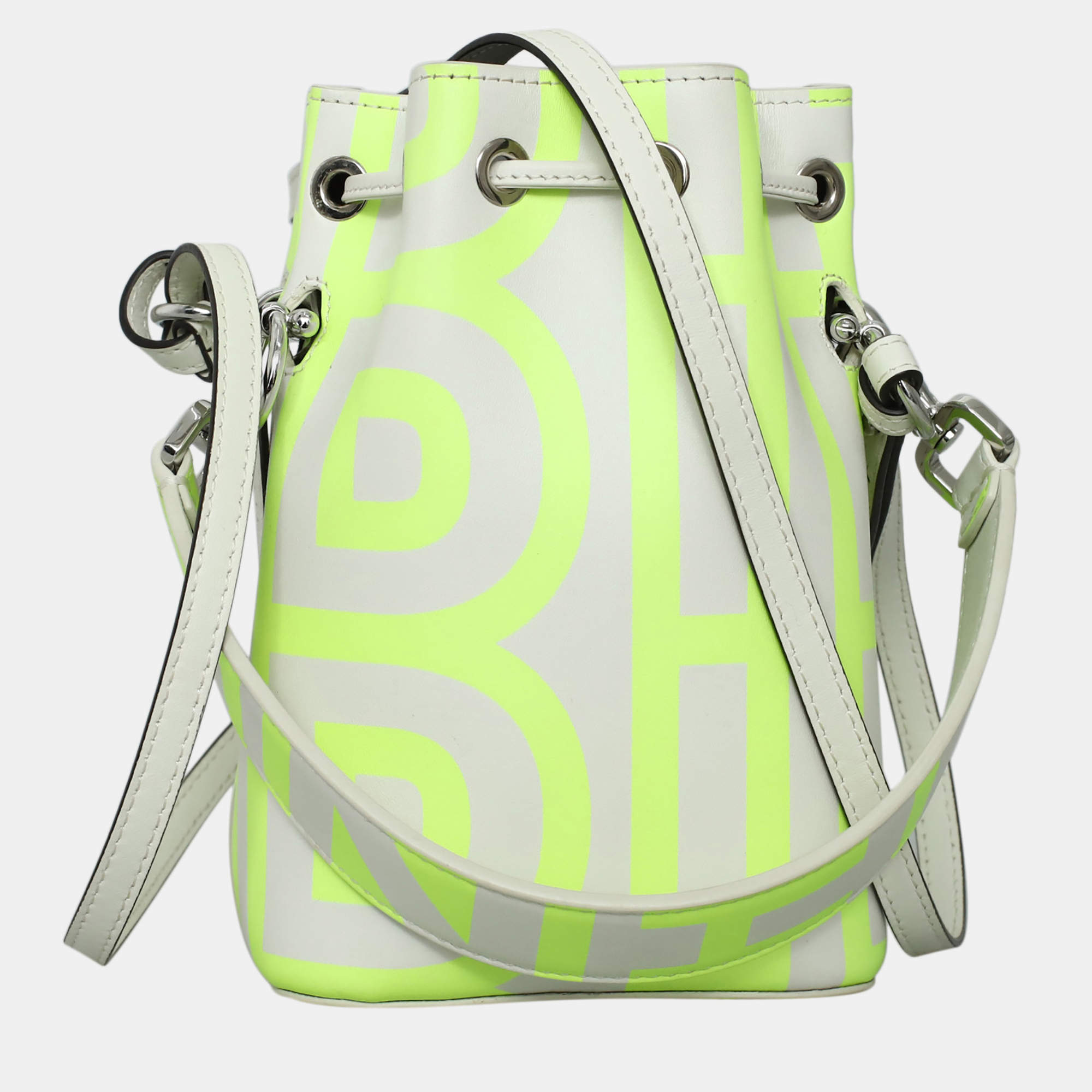 Pre Owned Fendi X Marc Jacobs Mon Tresor Green, White Suede Mini Bucket Bag