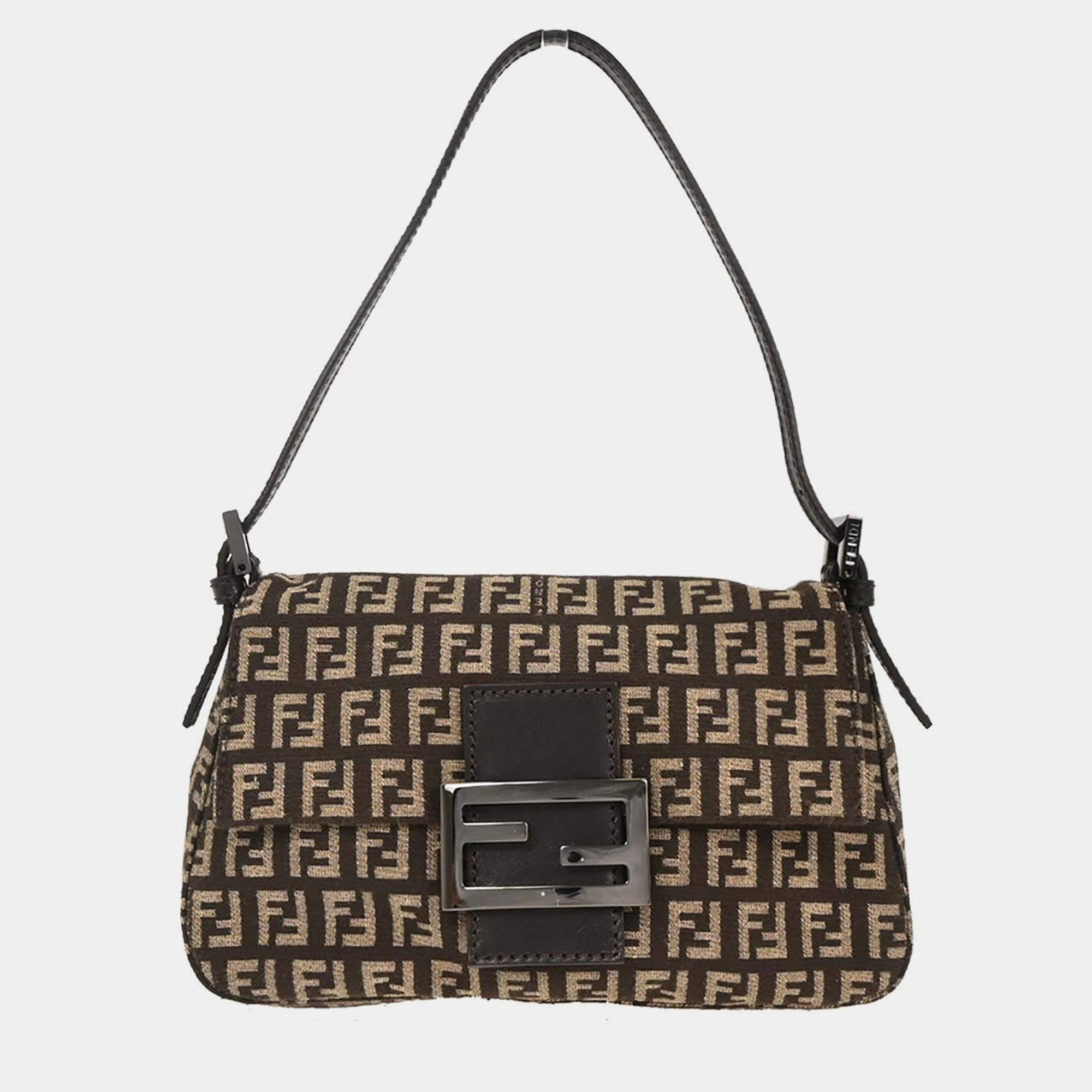 Pre Owned Fendi Brown Zucchino Handbag