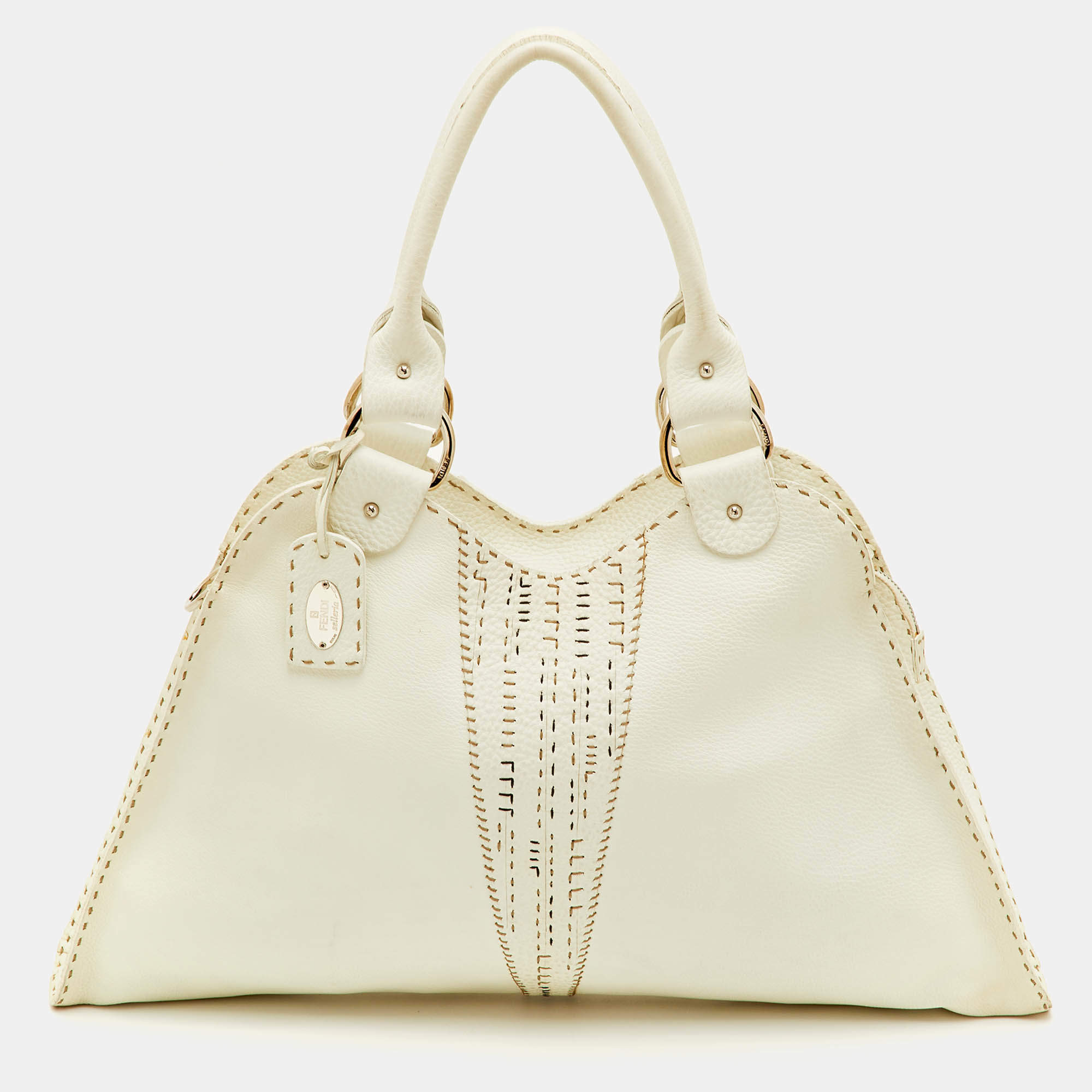 Pre Owned حقيبة كتف فندي ديفيل ترابزيو جلد وفراء عجل بنية