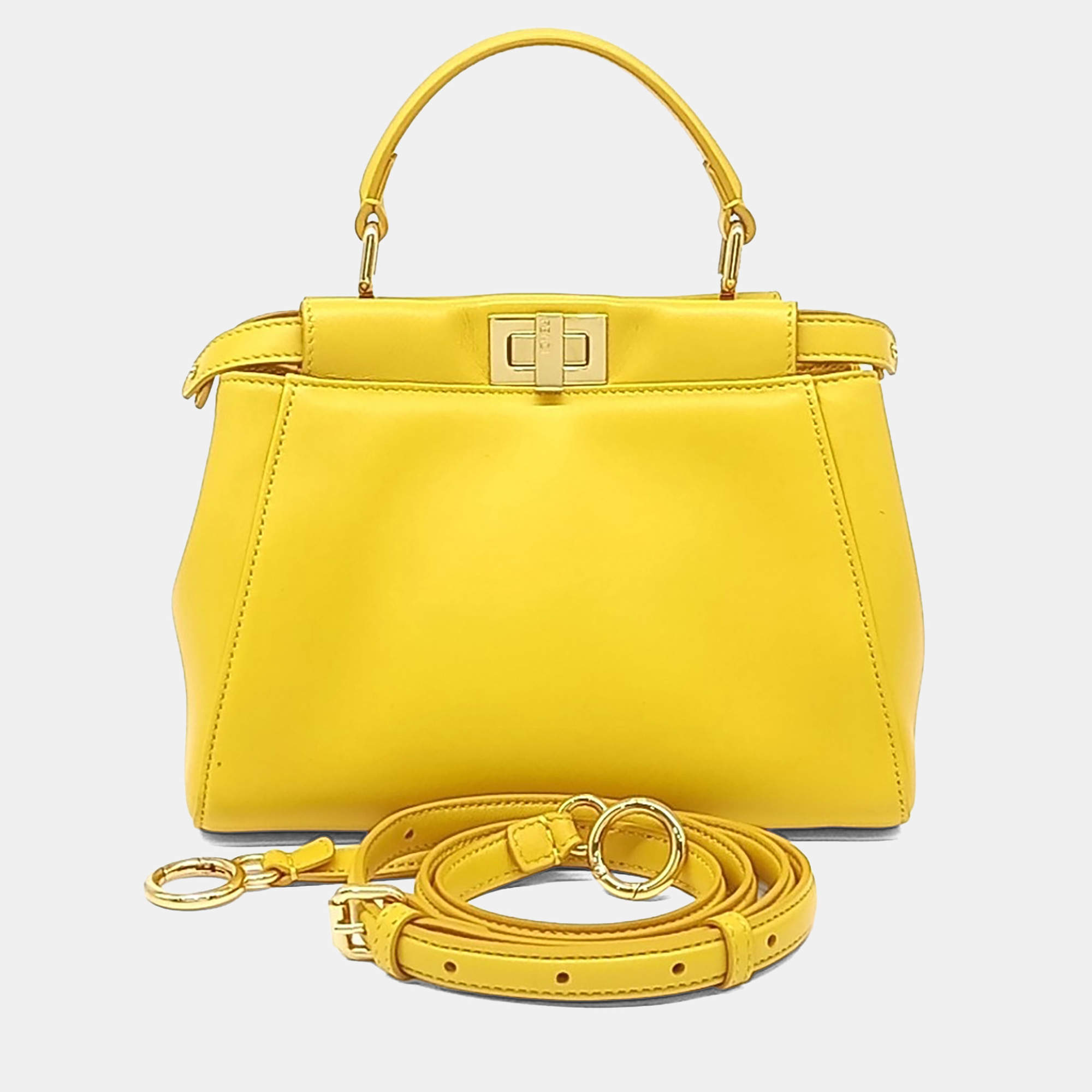 Pre Owned Fendi Yellow Leather Peekaboo Mini