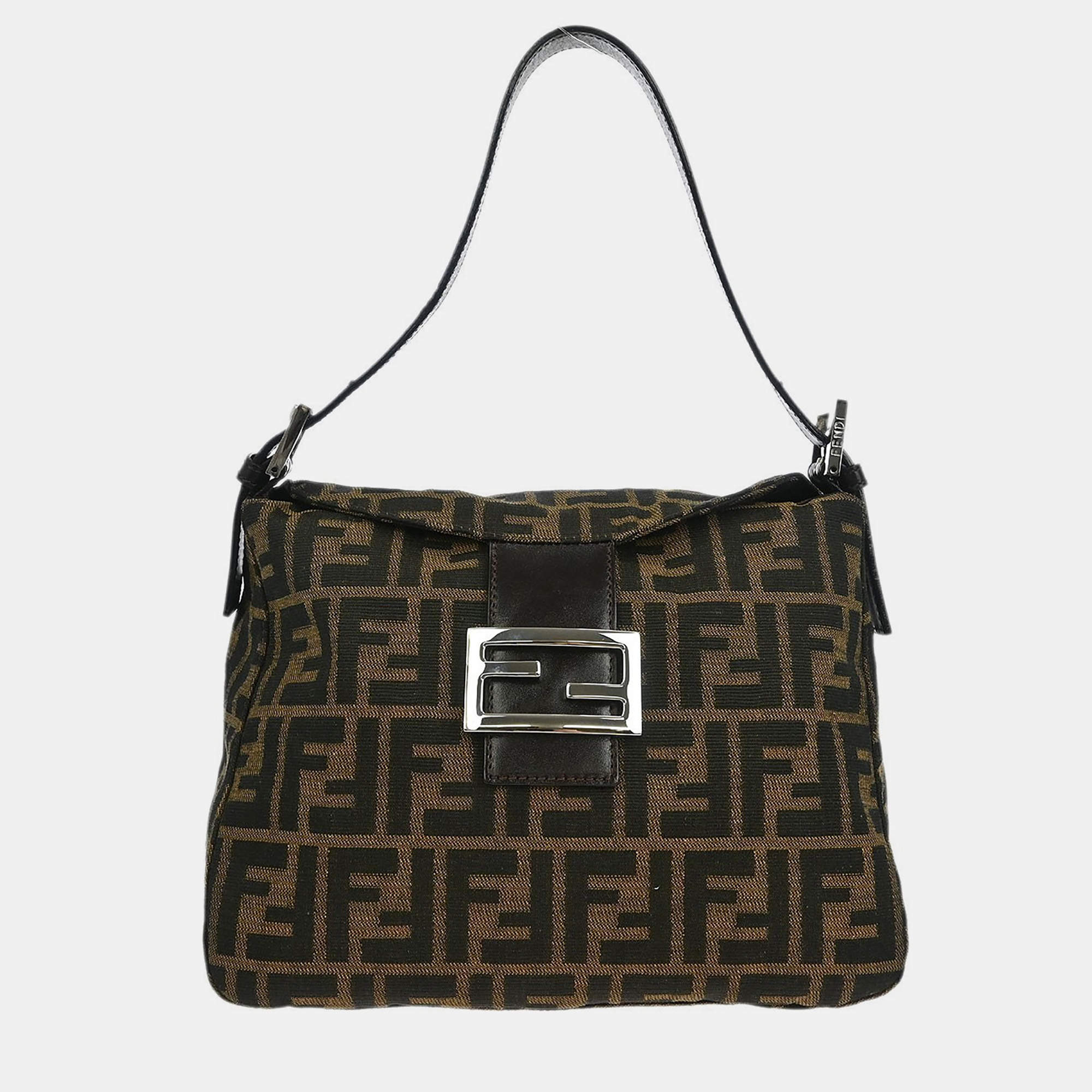 Pre Owned Fendi Zucca Brown Canvas Shoulder Bag
