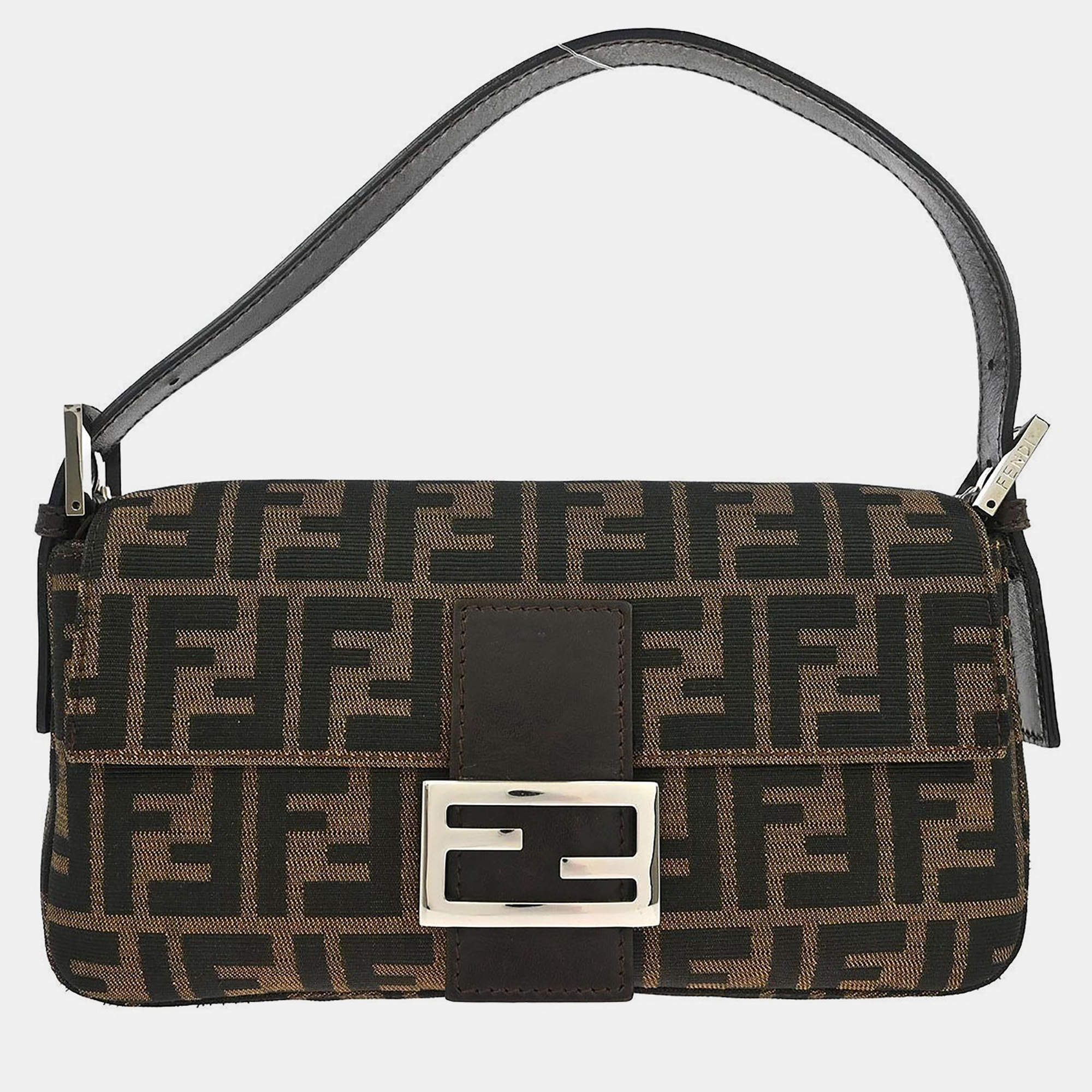 مملوكة مسبقًا Fendi Brown Canvas Zucca Baguette Handbag