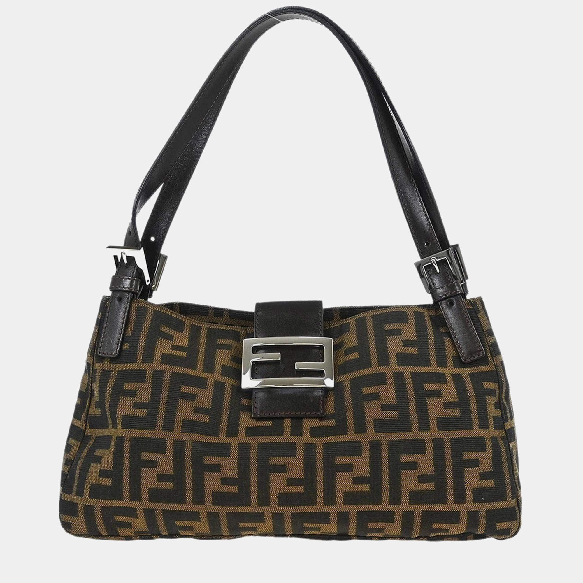 Pre Owned Fendi Brown Canvas Zucca Tote Handbag