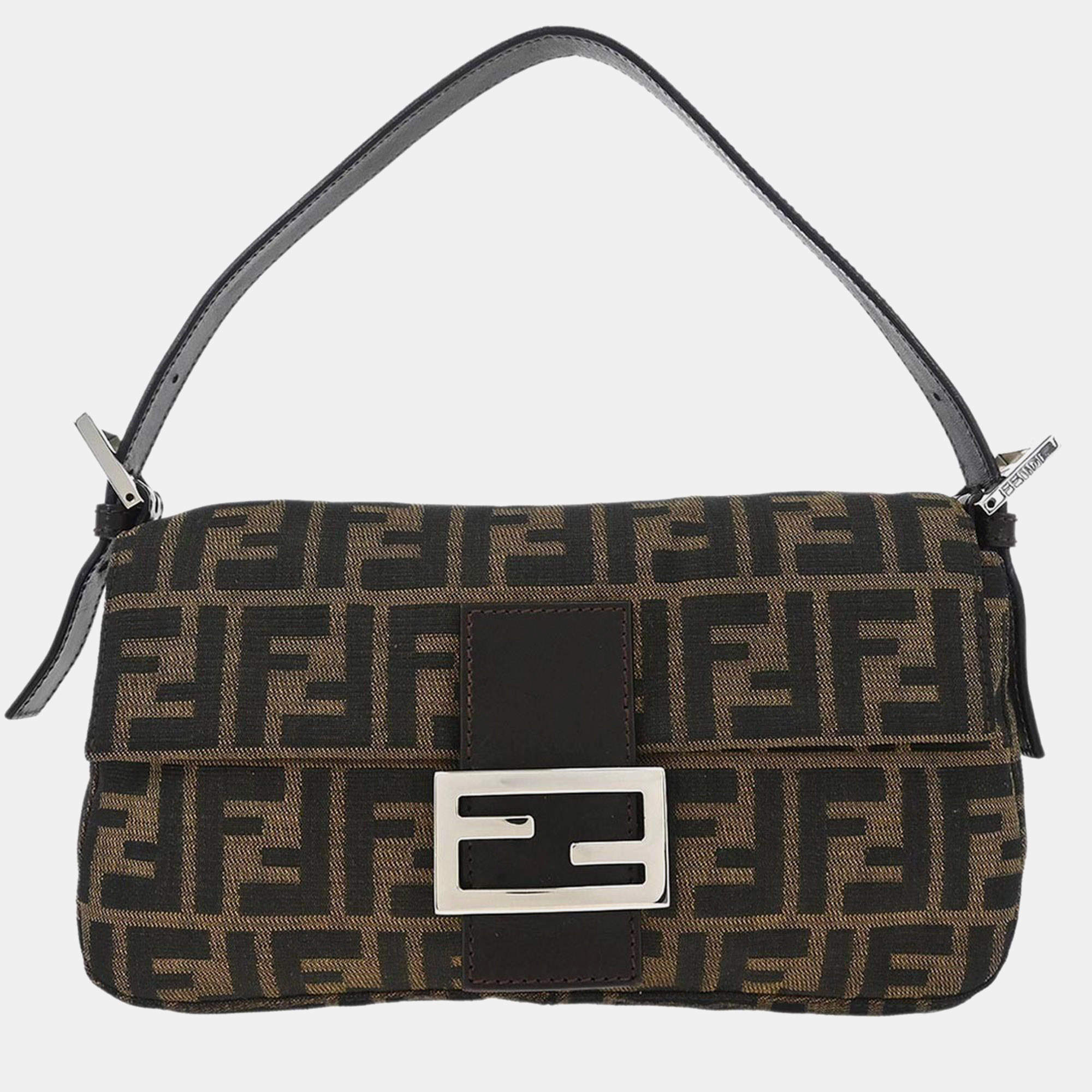 Pre Owned Fendi Brown Zucca Baguette Handbag