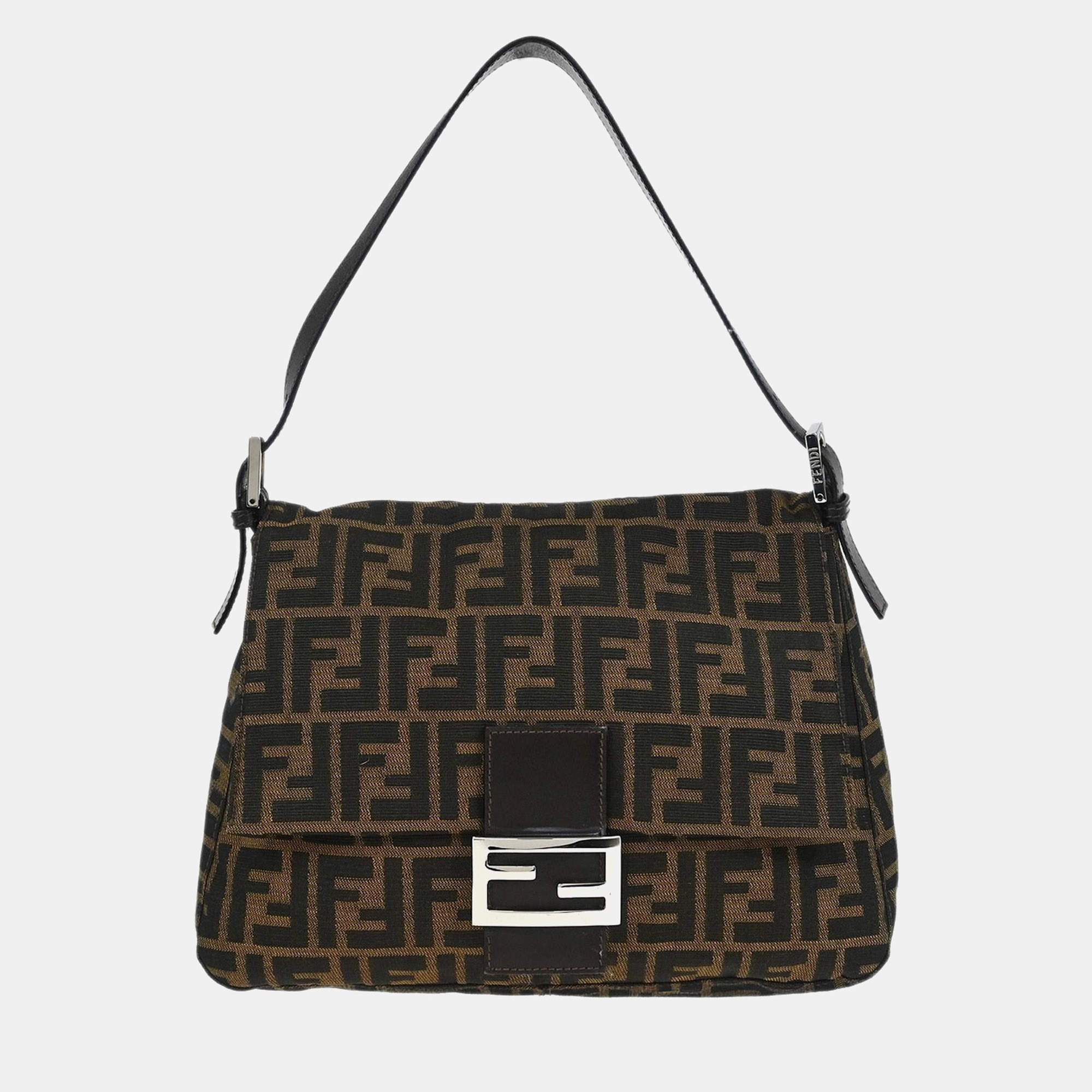 مملوكة مسبقًا Fendi Brown Canvas Zucca Mamma Baguette Handbag