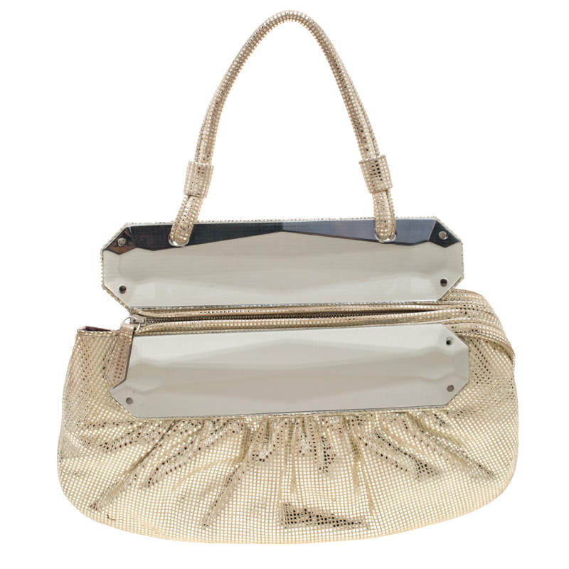 Pre Owned Fendi Silver Shimmering Leather Disco To You Clutch