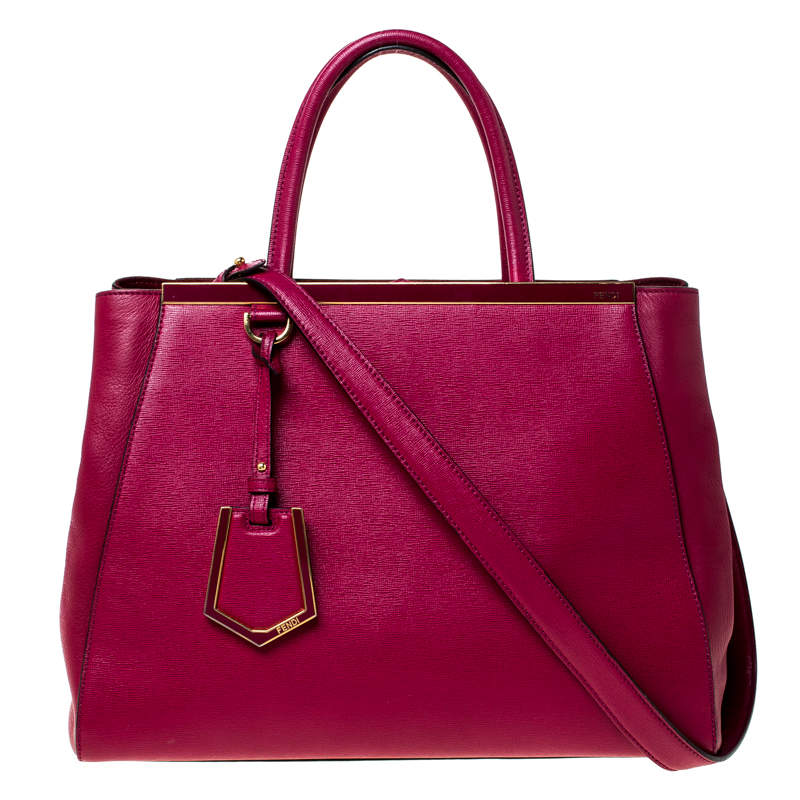 Pre Owned Fendi Burgundy Leather Medium 2Jours Tote