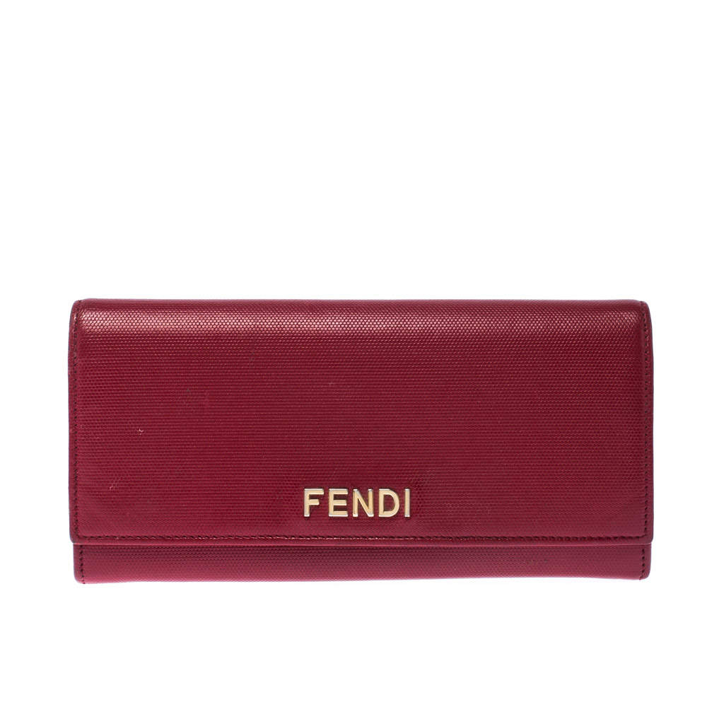 Fendi Red Leather Flap Continental Wallet