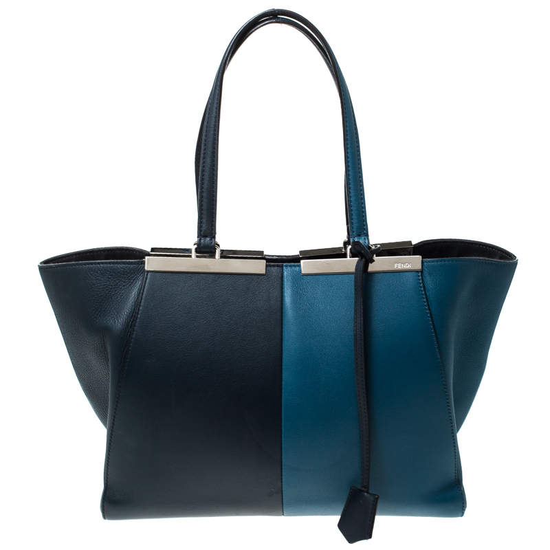 Pre Owned Fendi Bi Color Leather 3 Jours Tote