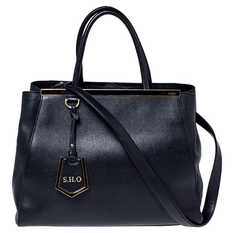 Pre Owned Fendi Black Leather Medium 2Jours Tote