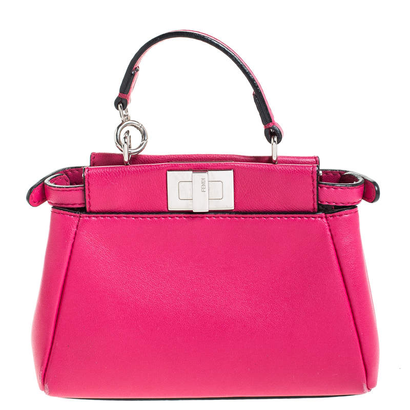 Fendi Magenta Leather Micro Peekaboo Top Handle Bag Fendi | The Luxury ...