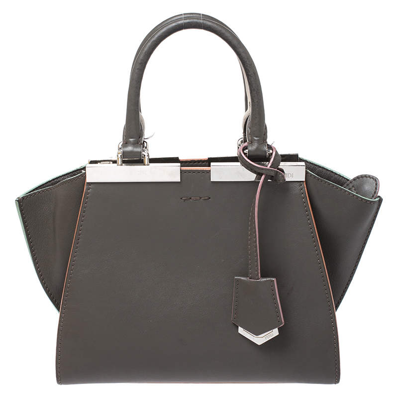 Pre Owned Fendi Dark Grey Leather Mini 3Jours Tote