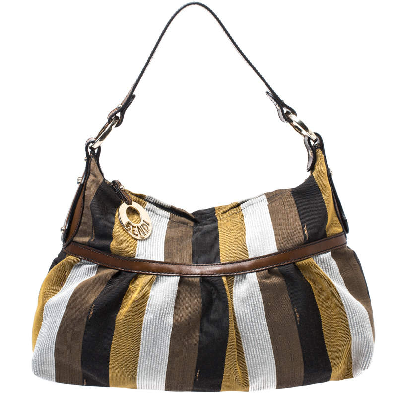 Pre Owned Fendi Multicolor Canvas and Leather Chef Hobo