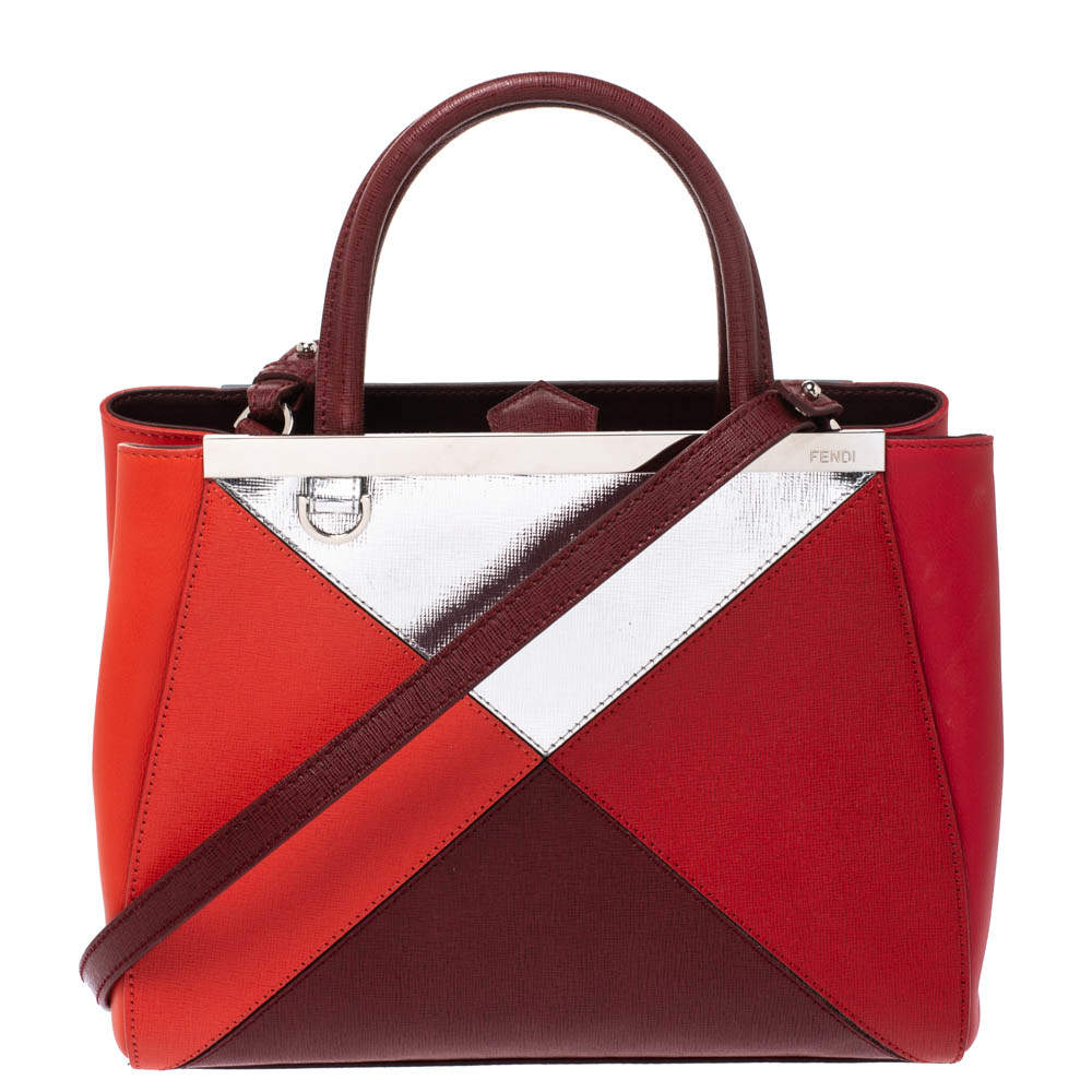 Pre Owned Fendi Multicolor Geometric Leather Mini 2Jours Tote