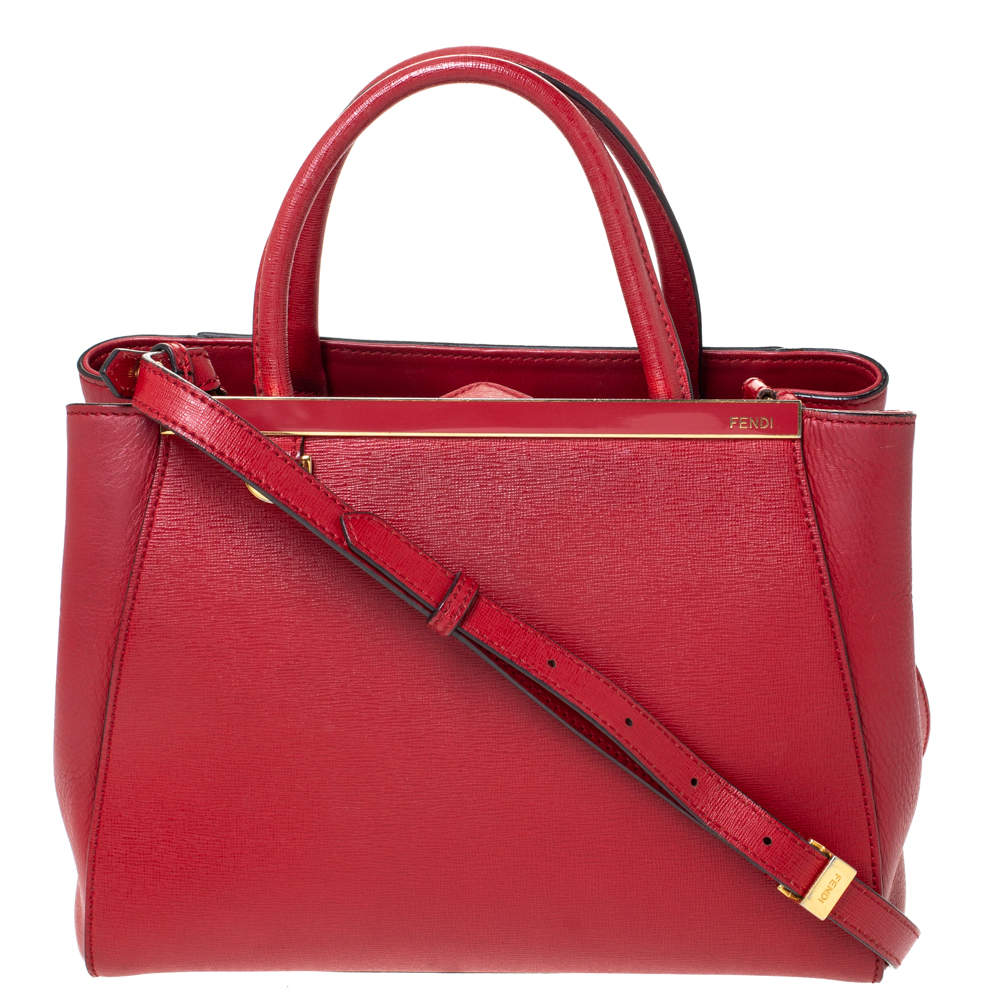 Pre Owned Fendi Red Leather Mini 2Jours Tote 