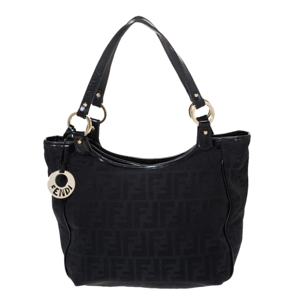 Pre Owned Fendi Black Zucca Canvas Chef Shopper Tote