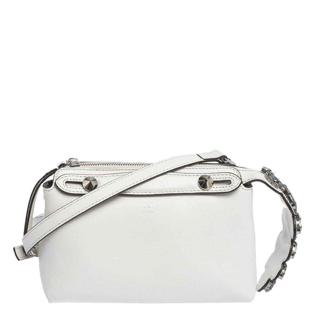 Fendi White Leather Mini By The Way Flower Tail Mini