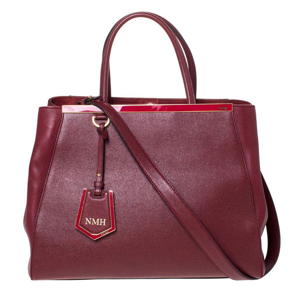 Pre Owned Fendi Red Leather Medium 2Jours Tote