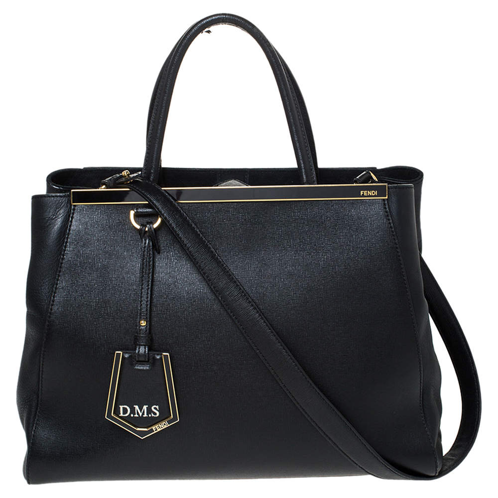 Pre Owned Fendi Black Leather Medium 2Jours Tote 