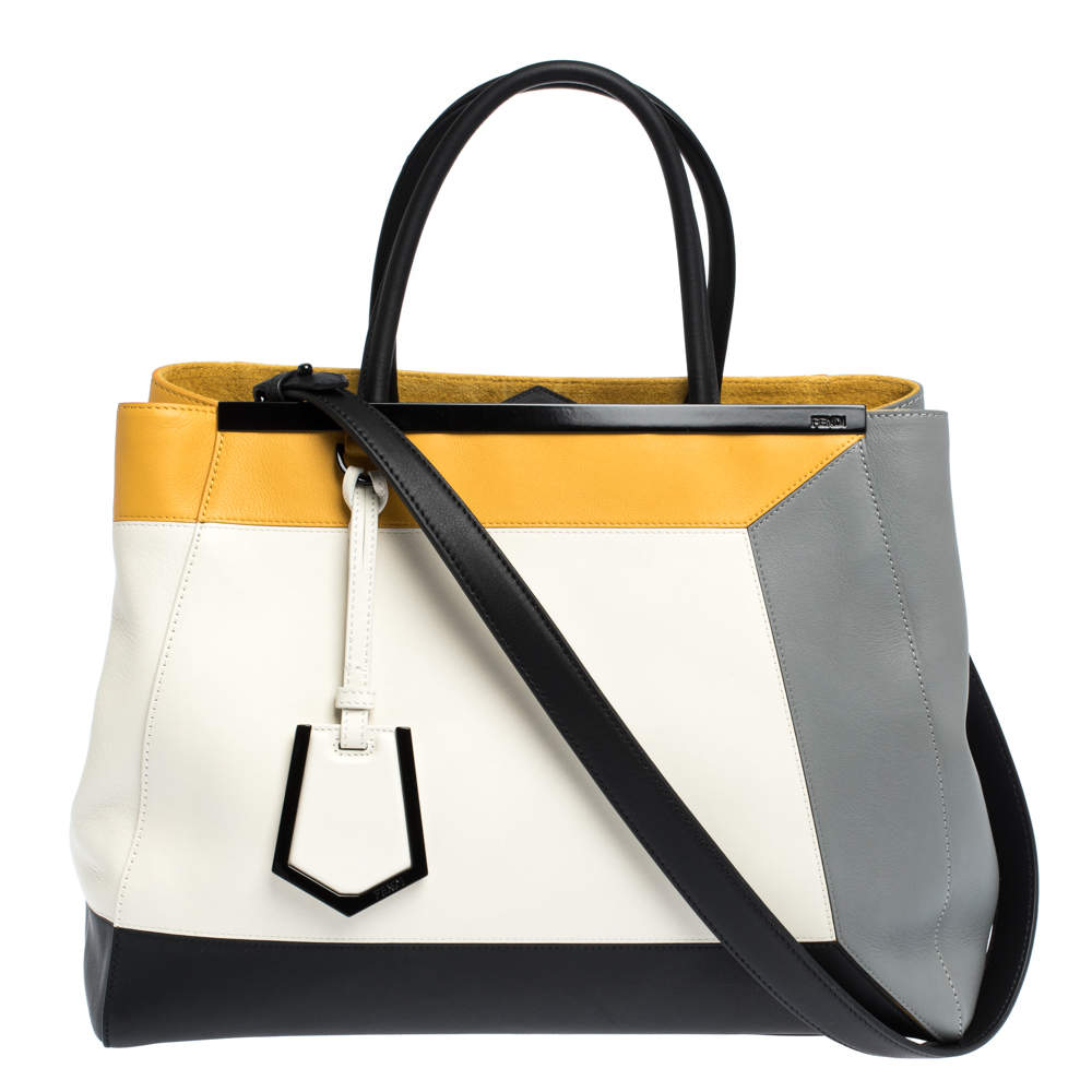 Pre Owned Fendi Multicolor Leather Medium Colorblock 2Jours Tote
