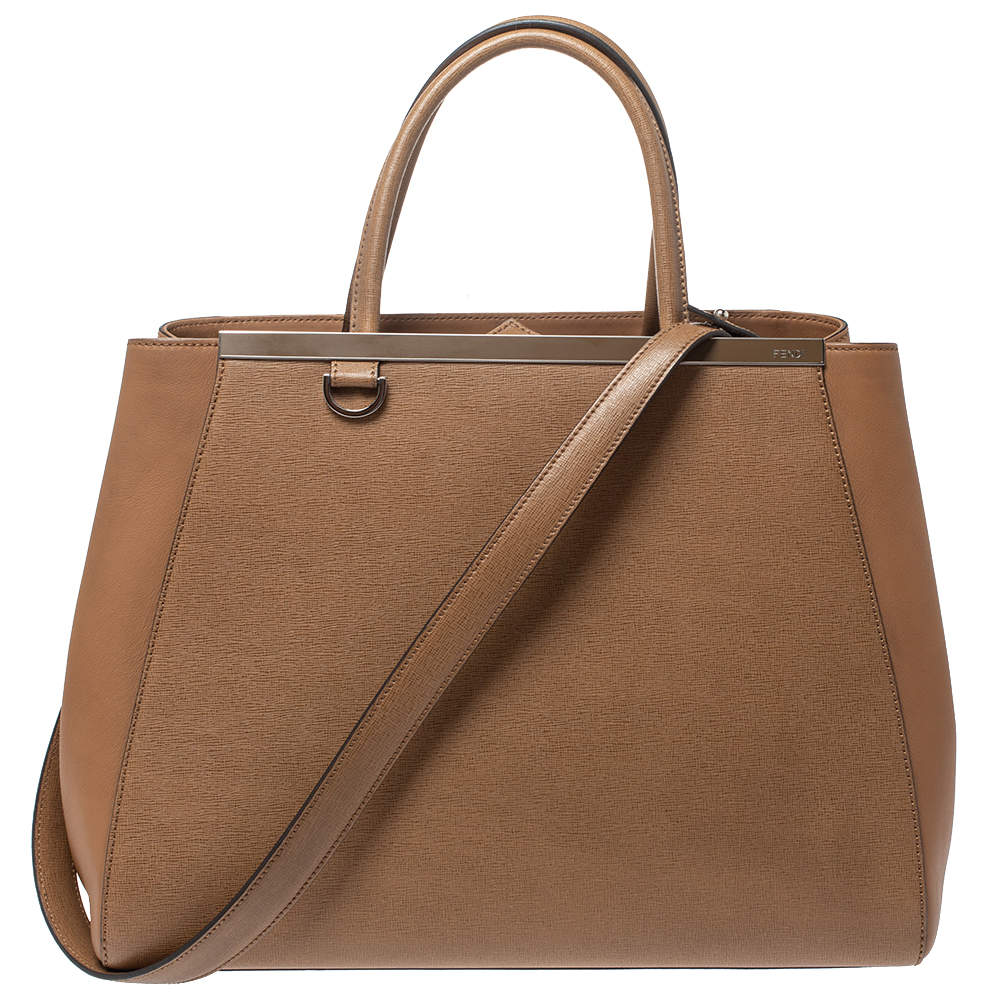 Pre Owned Fendi Caramel Brown Leather Medium 2Jours Tote