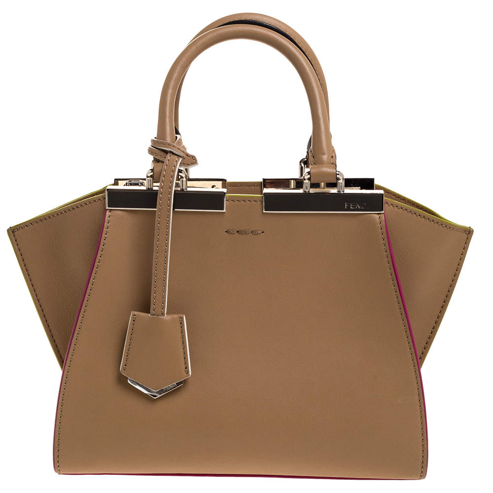 Pre Owned Fendi Beige Leather Mini 3Jours Tote
