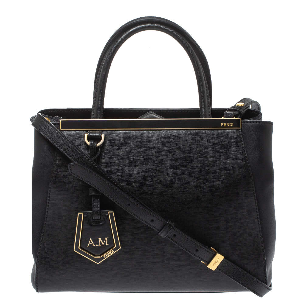 Pre Owned Fendi Black Leather Mini 2jours Tote