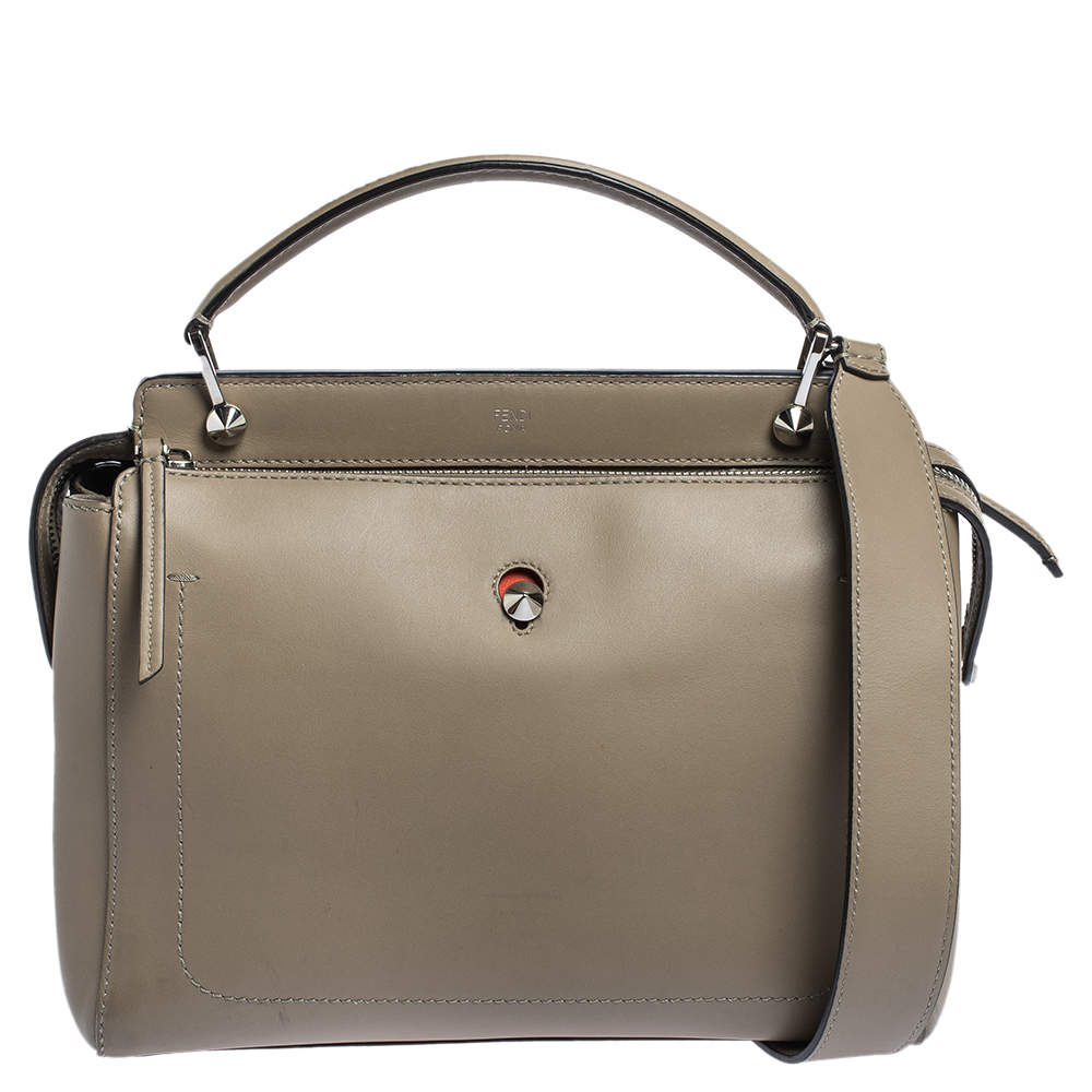 Pre Owned Fendi Bleeker Beige Leather Dotcom Top Handle Bag