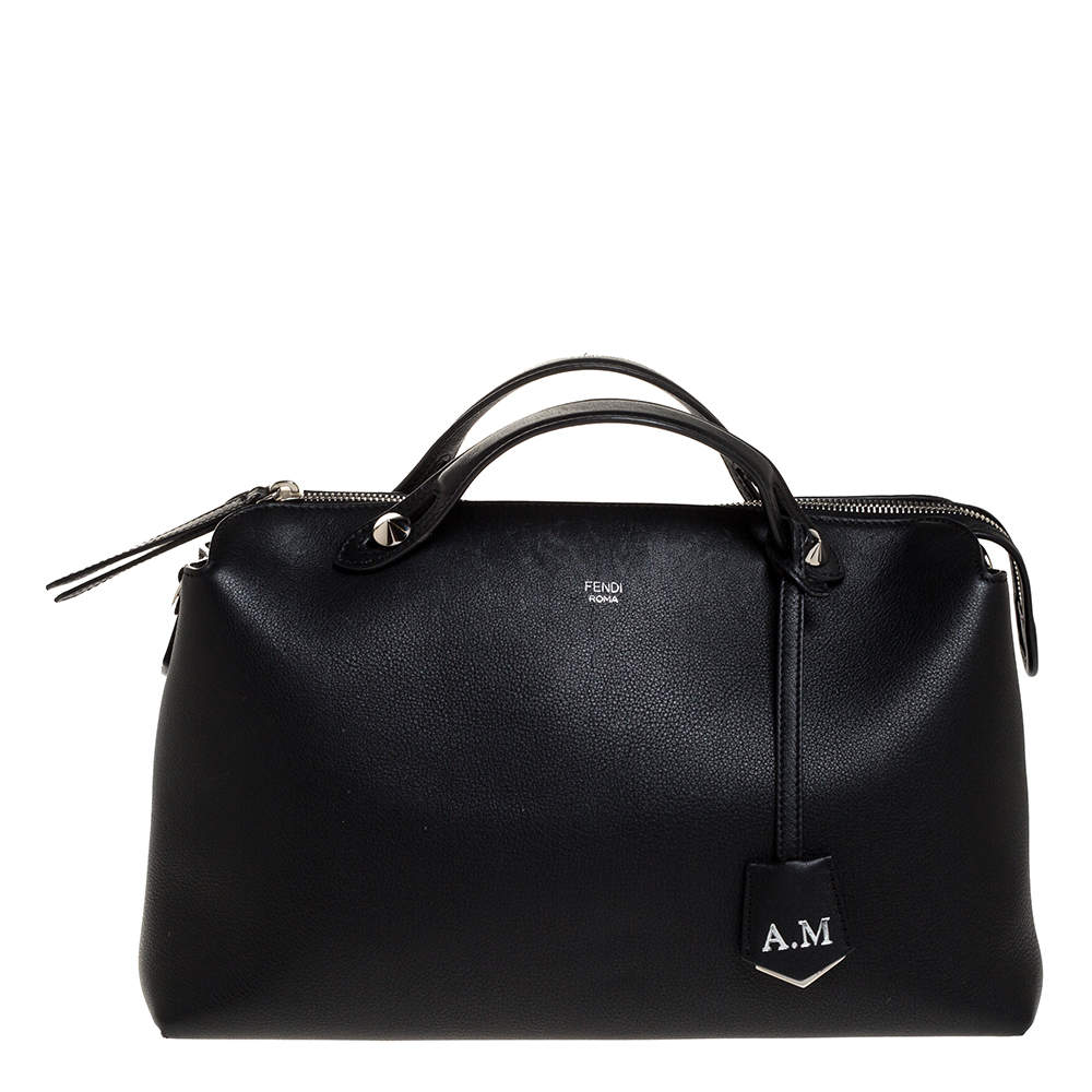 Pre Owned Fendi Black Leather Medium By The Way Boston Bag