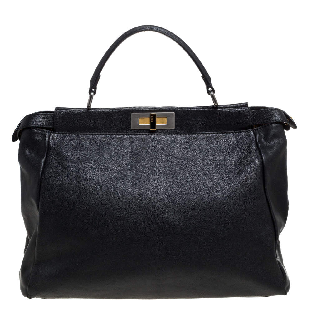 Fendi Black Leather Large Peekaboo Top Handle Bag Fendi | The Luxury Closet