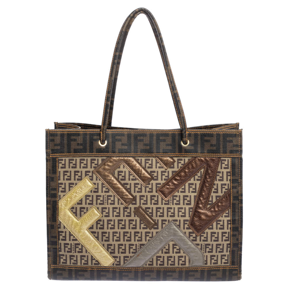 Pre Owned Fendi Tobacco Zucchino/Zucca Coated Canvas Shopper Tote