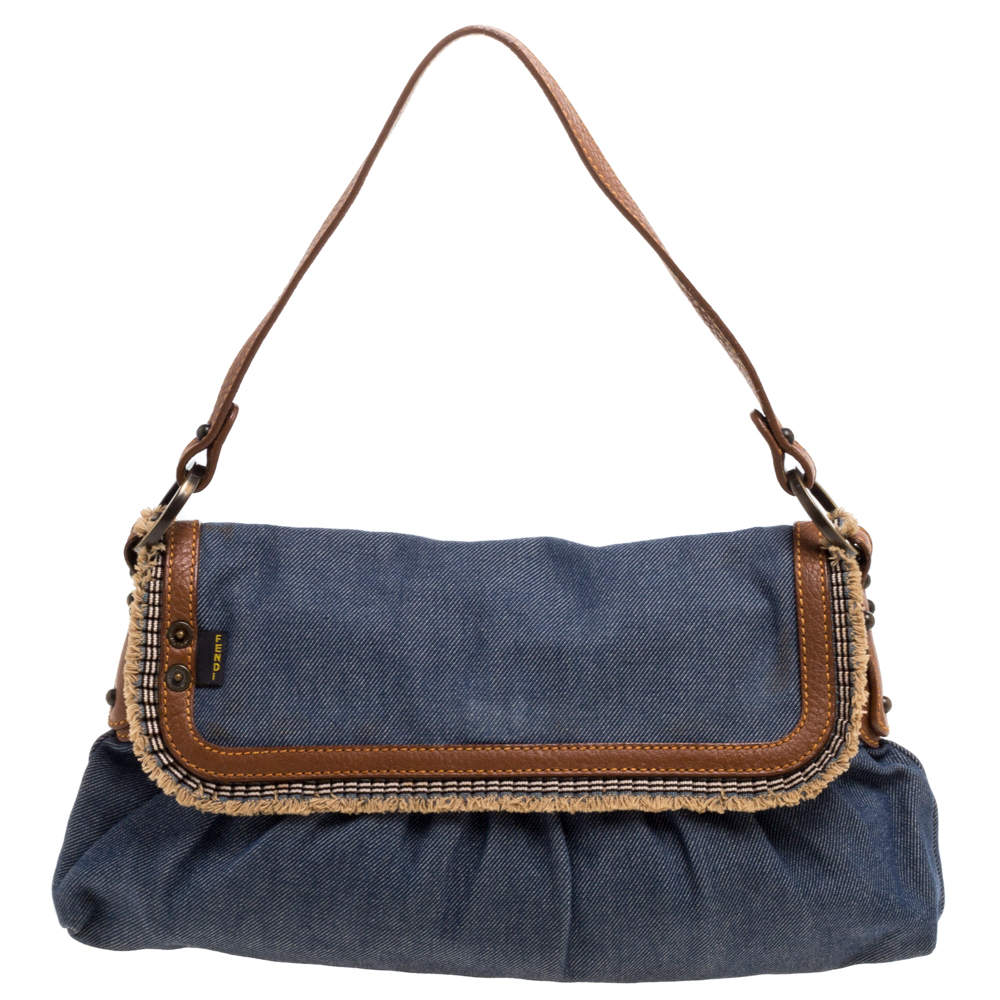 مملوكة مسبقًا Fendi Blue Denim Chef Shoulder Bag
