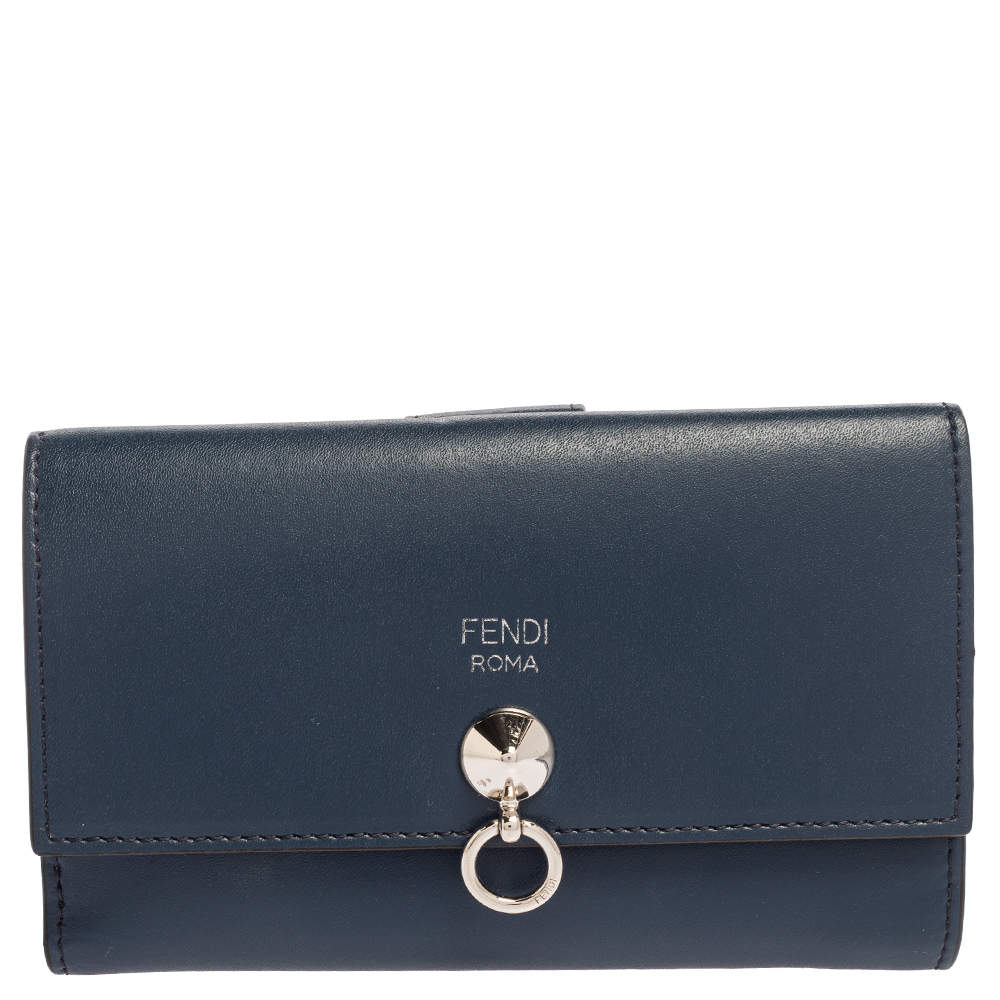 مملوكة مسبقًا محفظة فندي باي ذا واي كومباكت جلد زرقاء